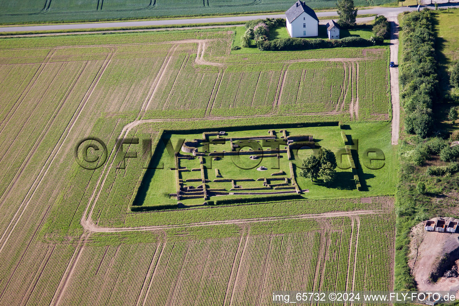 Vue aérienne de Ruines des murs de fondation excavés de l'ancien monastère de Tom Roden - Rhénanie du Nord-Westphalie à Höxter dans le département Rhénanie du Nord-Westphalie, Allemagne