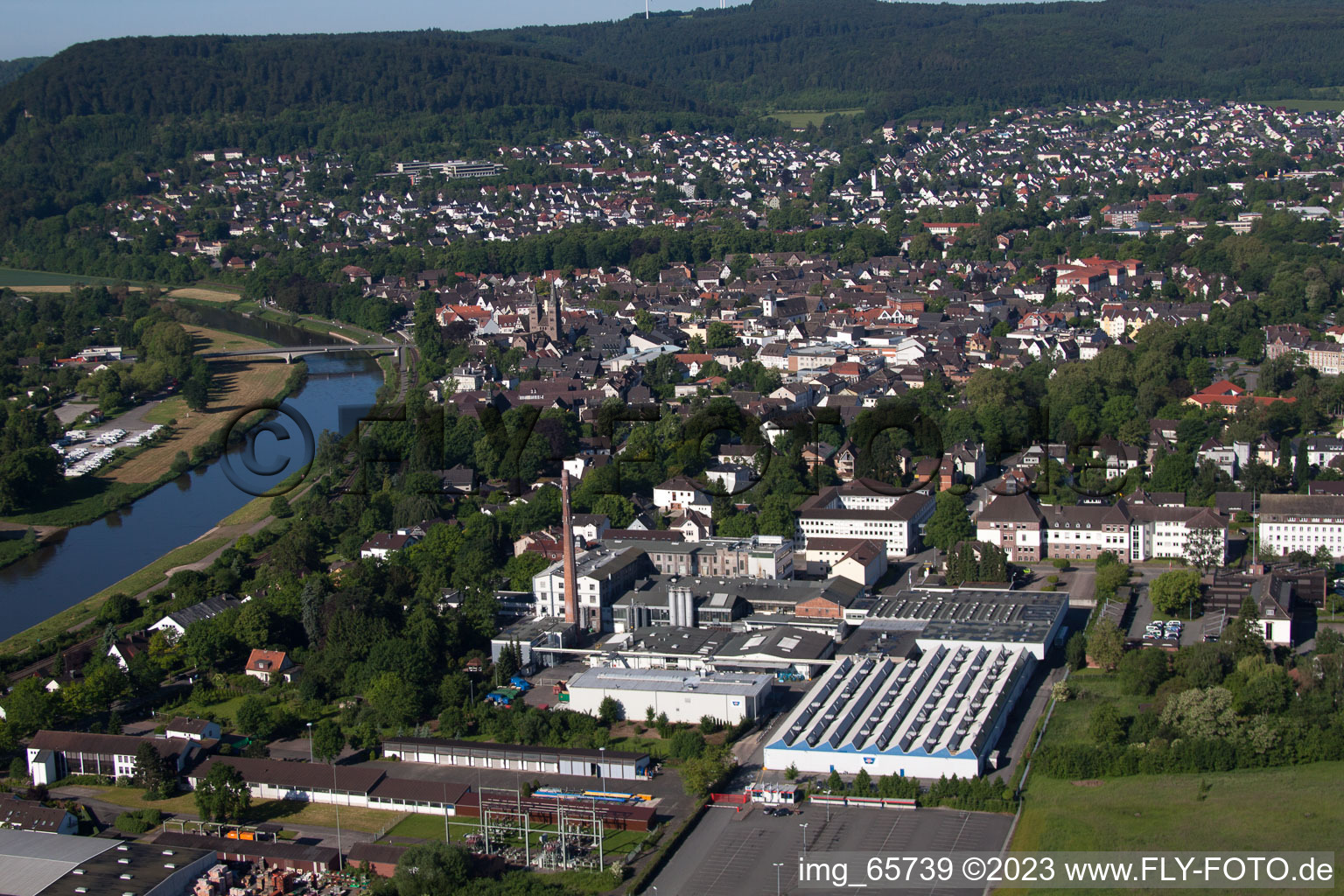Höxter dans le département Rhénanie du Nord-Westphalie, Allemagne vue d'en haut