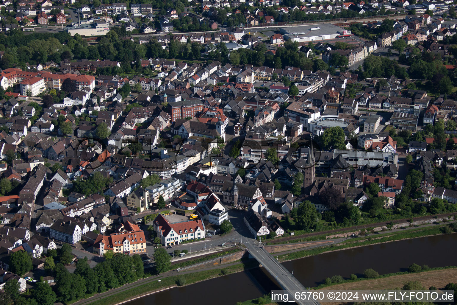 Vue aérienne de Höxter dans le département Rhénanie du Nord-Westphalie, Allemagne