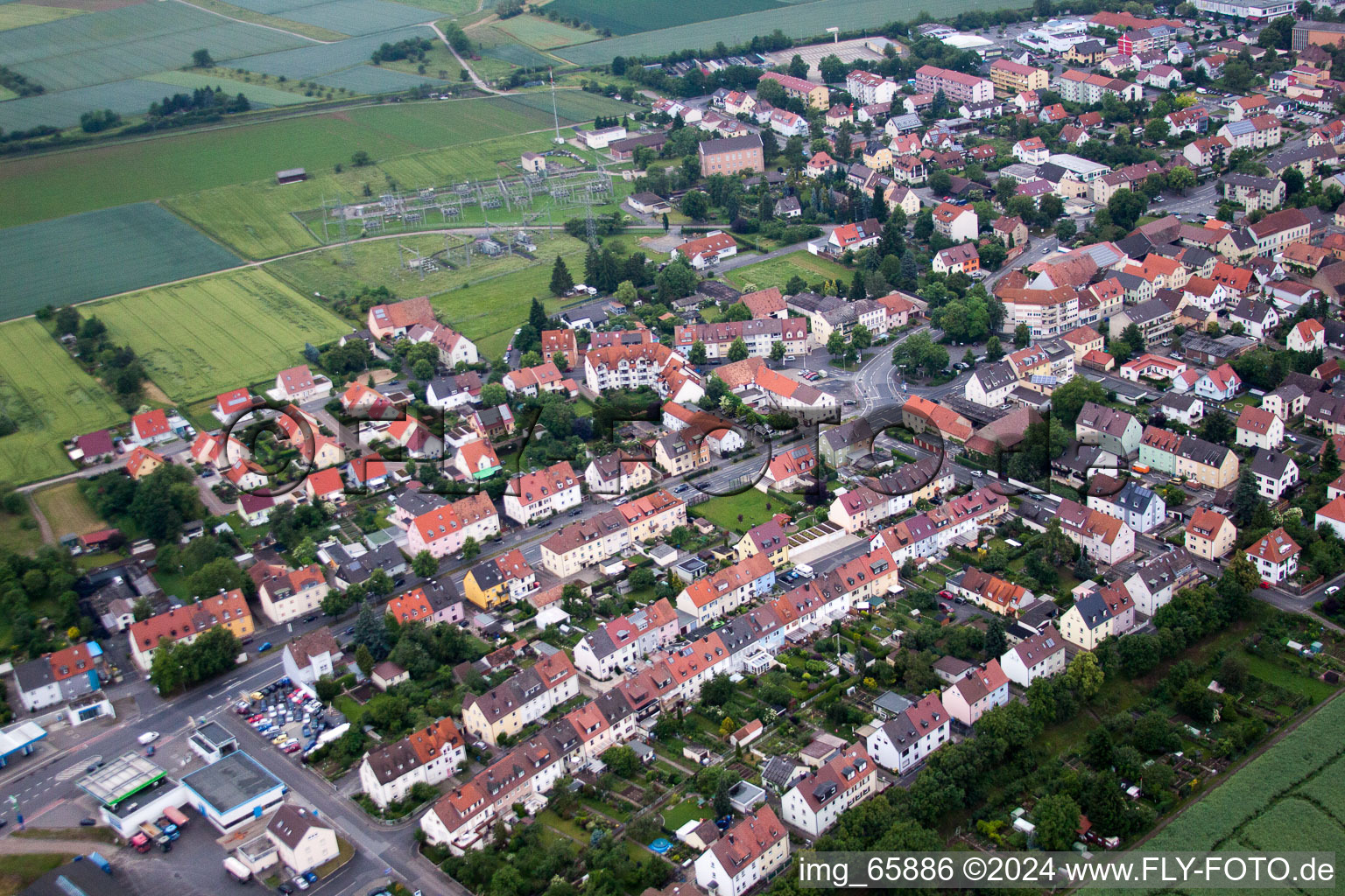 Vue aérienne de Oberndorf à Schweinfurt dans le département Bavière, Allemagne