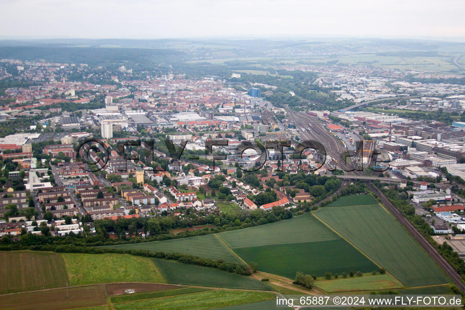 Vue aérienne de Oberndorf à Schweinfurt dans le département Bavière, Allemagne