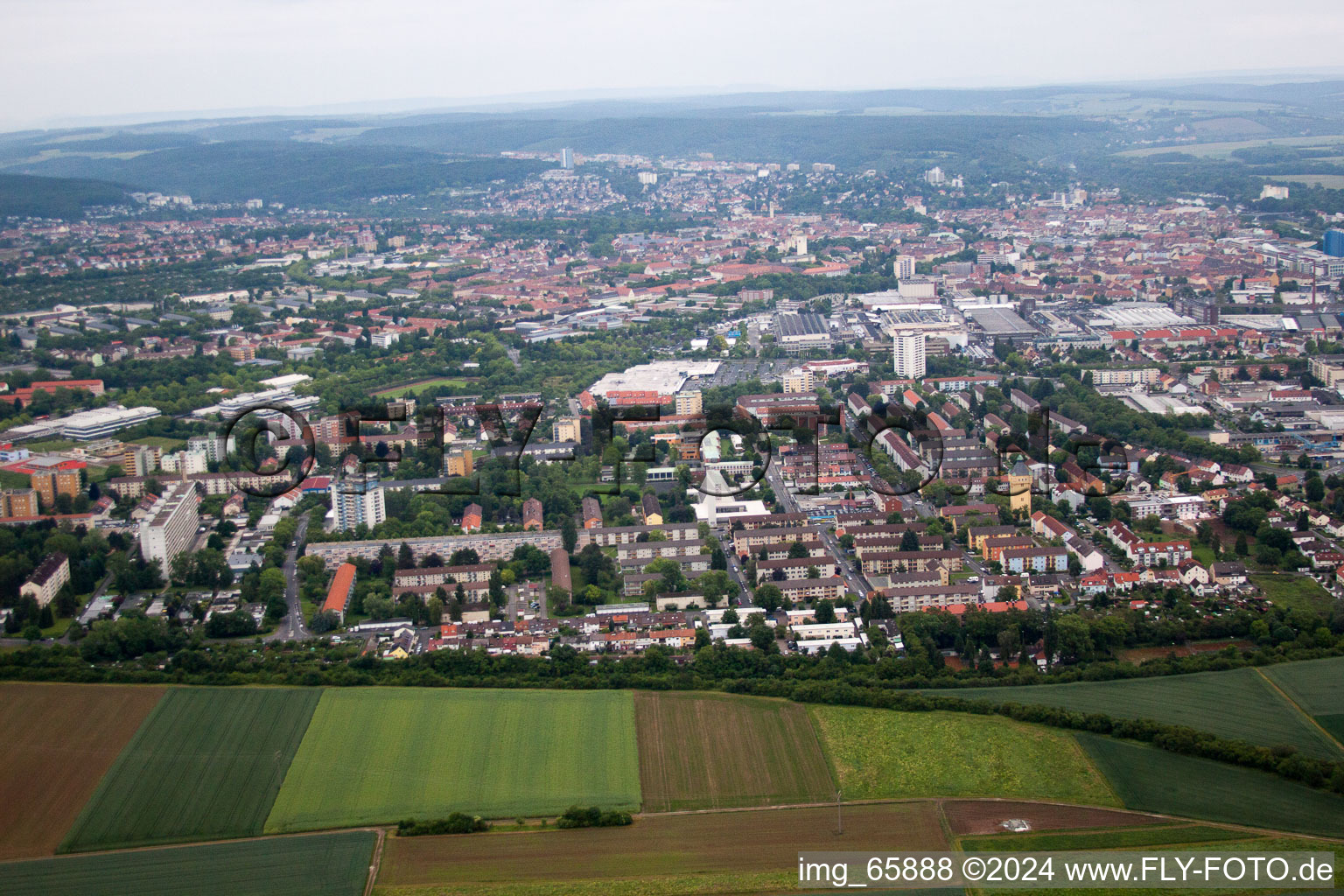 Photographie aérienne de Oberndorf à Schweinfurt dans le département Bavière, Allemagne