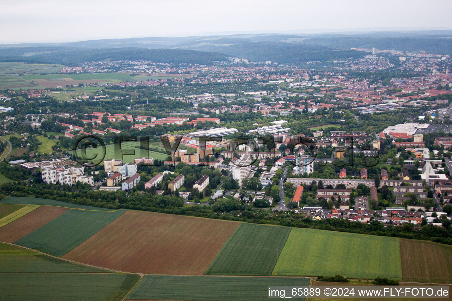 Vue oblique de Oberndorf à Schweinfurt dans le département Bavière, Allemagne