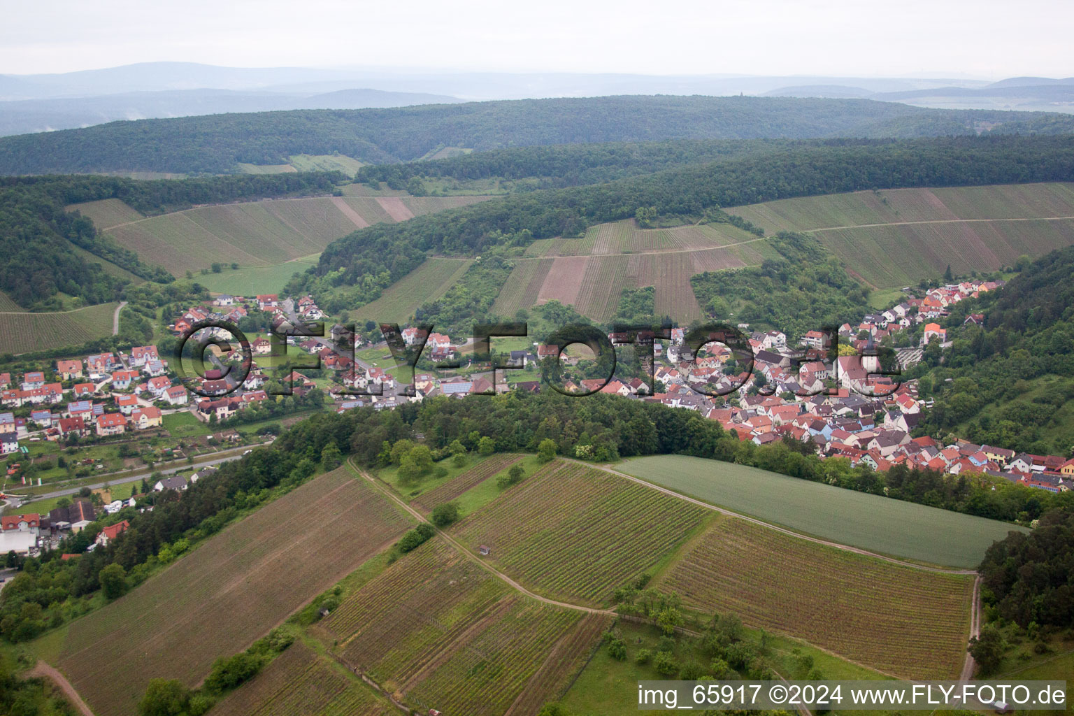 Vue oblique de Ramsthal dans le département Bavière, Allemagne