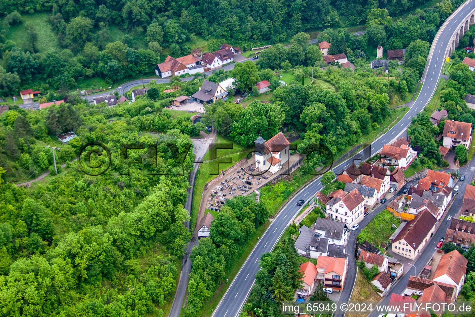 Vue aérienne de Quartier Trimberg in Elfershausen dans le département Bavière, Allemagne