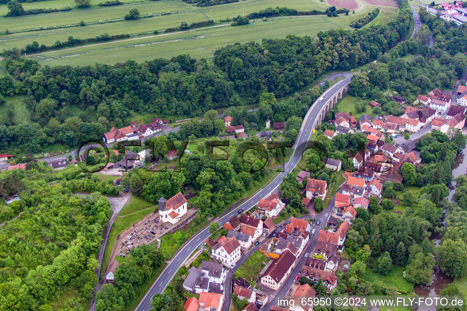 Vue aérienne de Quartier Trimberg in Elfershausen dans le département Bavière, Allemagne