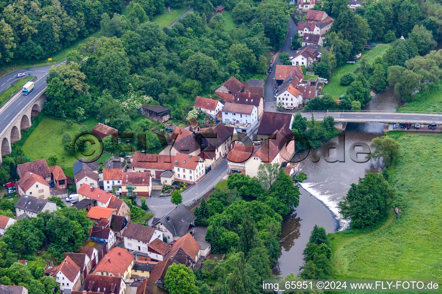 Photographie aérienne de Quartier Trimberg in Elfershausen dans le département Bavière, Allemagne