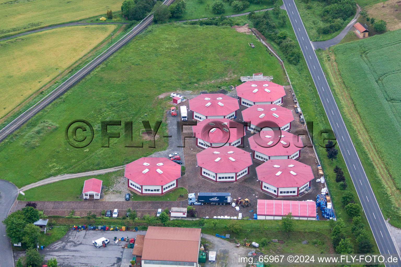 Vue aérienne de Et technologie des élastomères à le quartier Westheim in Hammelburg dans le département Bavière, Allemagne