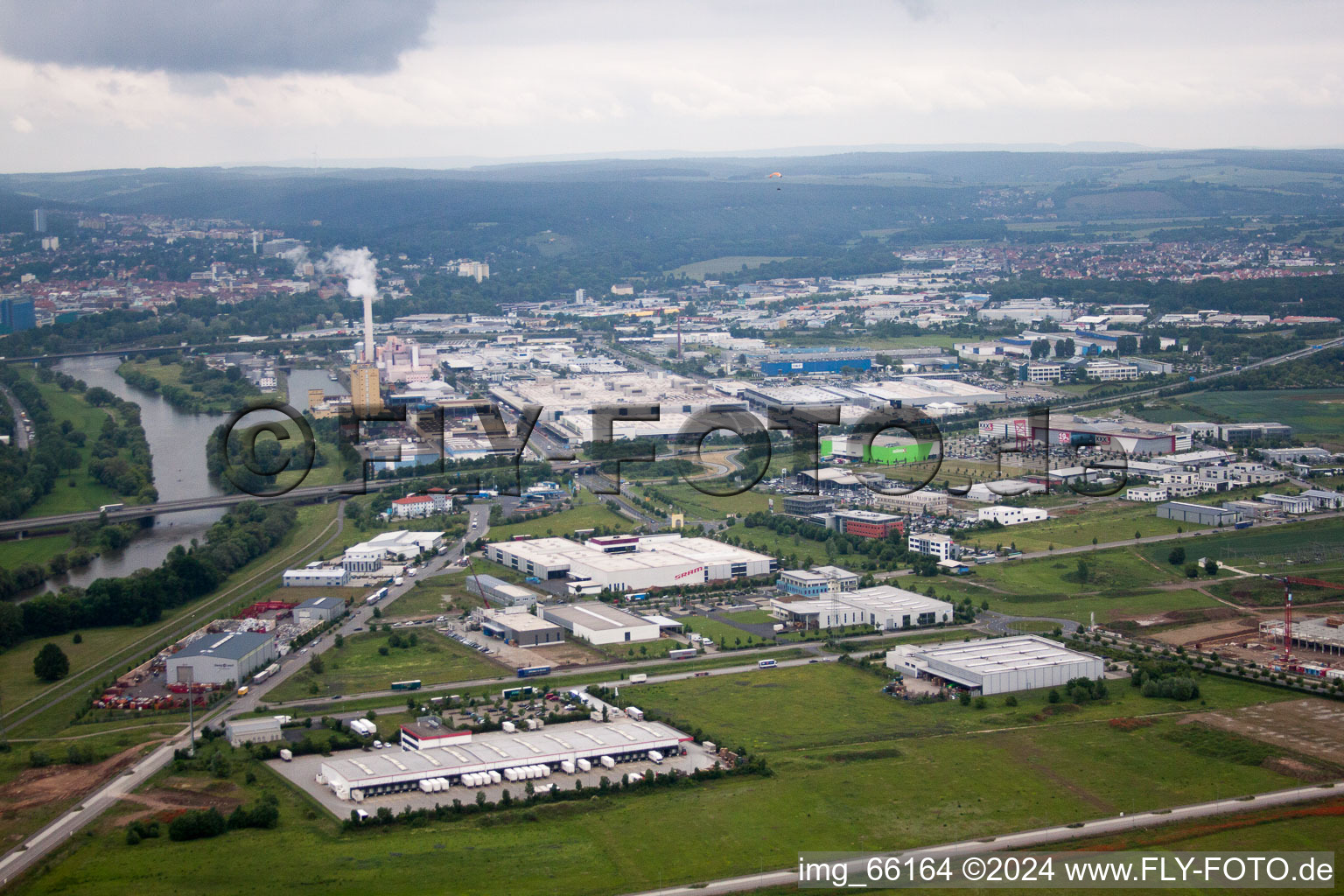 Vue oblique de Zone industrielle Hafenstr à Schweinfurt dans le département Bavière, Allemagne