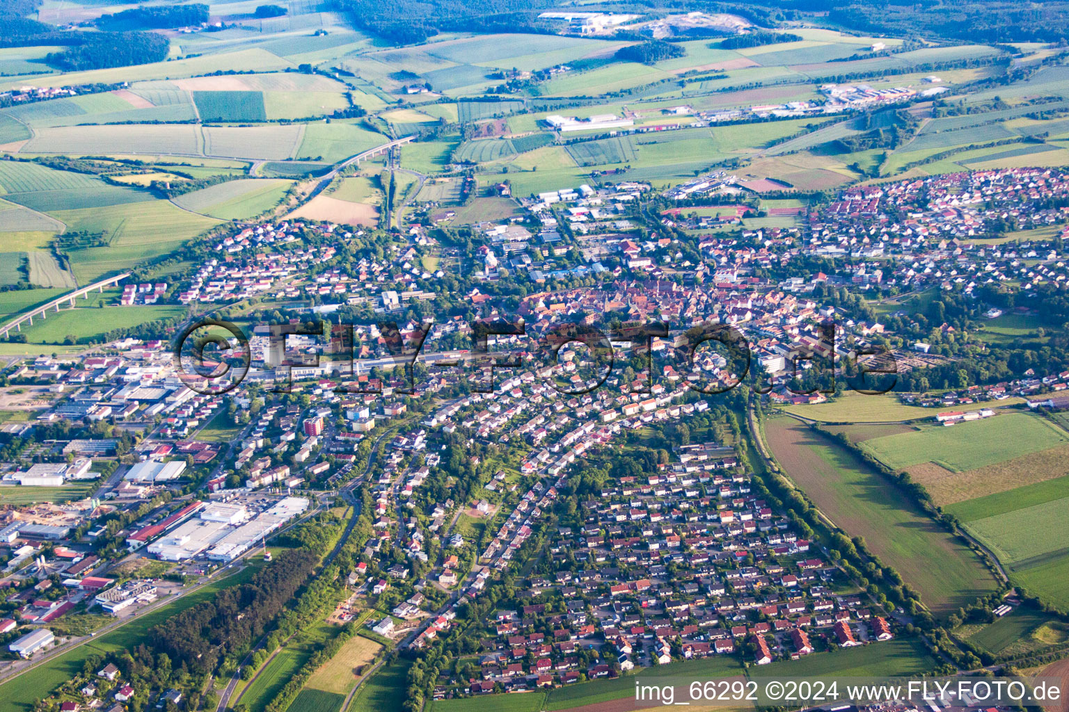 Vue aérienne de Buchen dans le département Bade-Wurtemberg, Allemagne