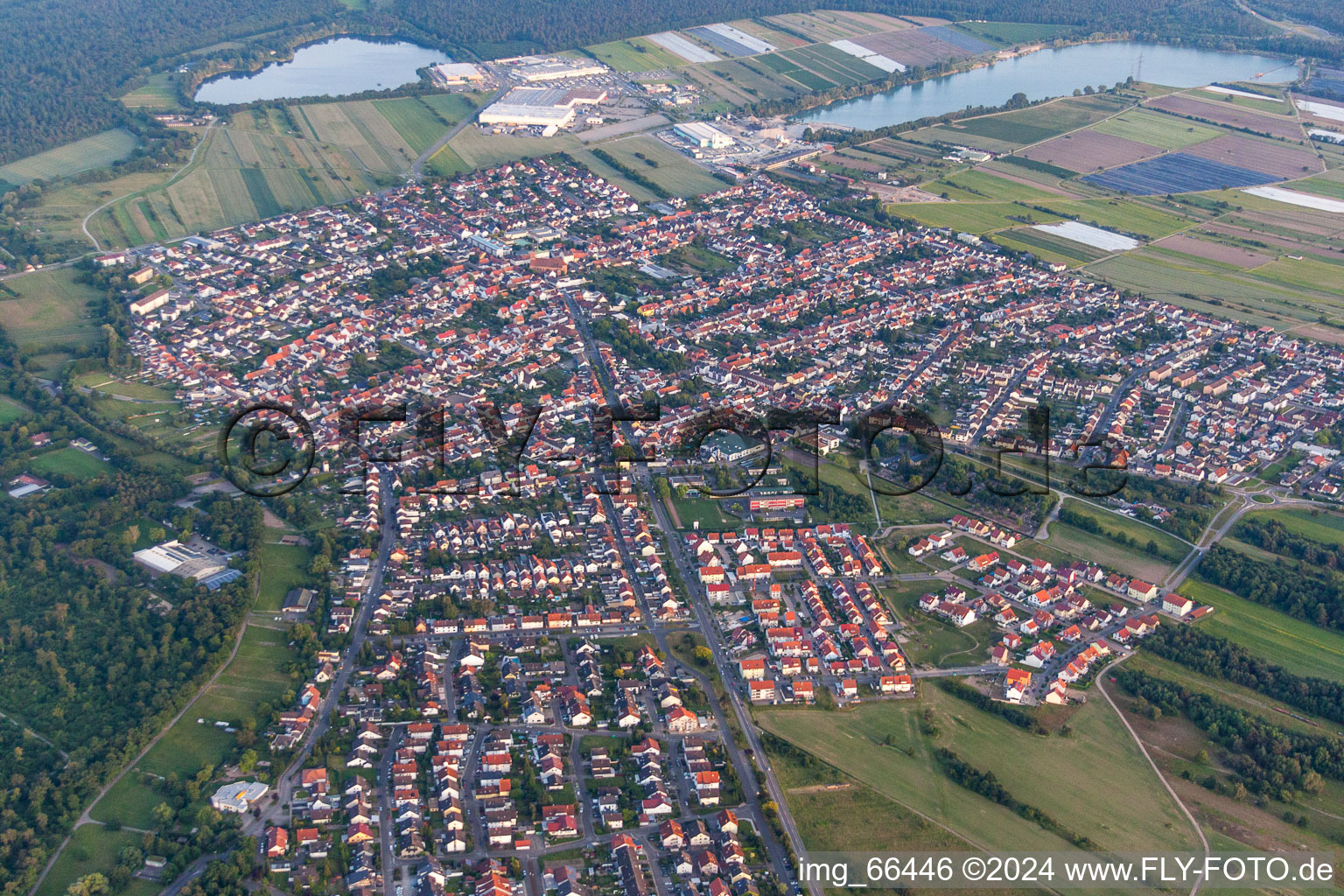 Vue oblique de Quartier Wiesental in Waghäusel dans le département Bade-Wurtemberg, Allemagne