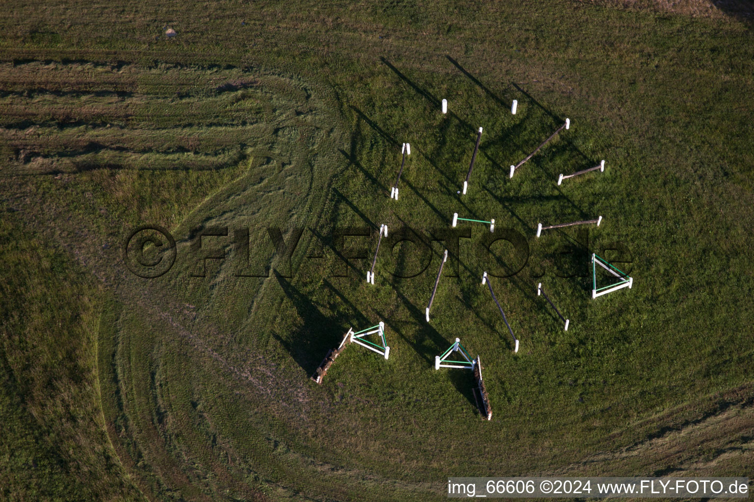 Haras de la Née à Neewiller-près-Lauterbourg dans le département Bas Rhin, France depuis l'avion