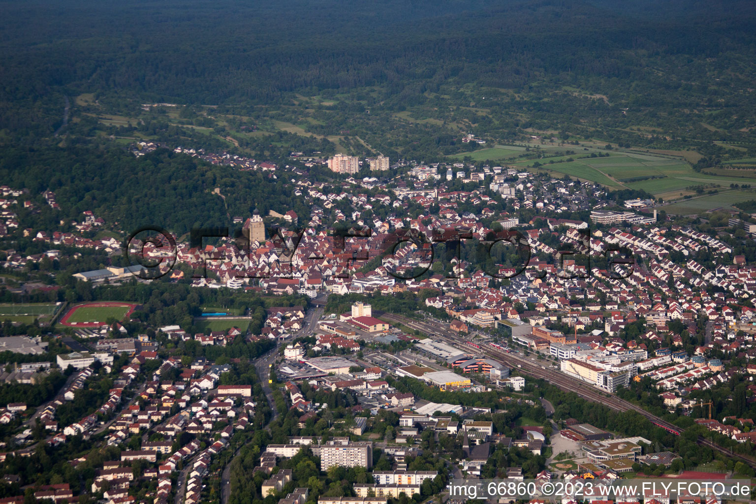 Vue aérienne de De l'ouest à Herrenberg dans le département Bade-Wurtemberg, Allemagne