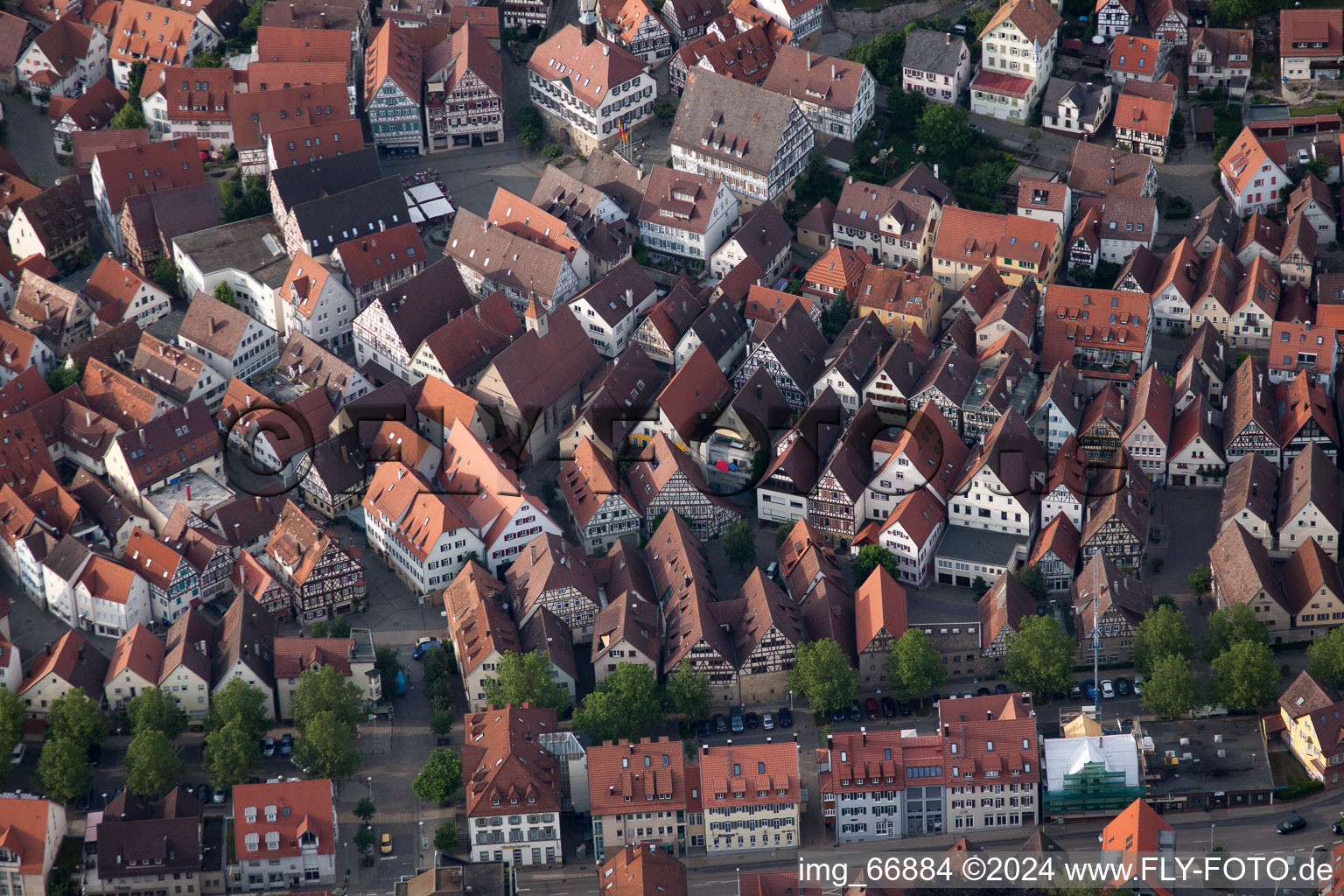 Vue aérienne de Spitalgasse à Herrenberg dans le département Bade-Wurtemberg, Allemagne