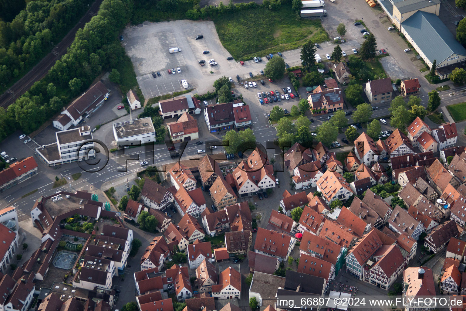 Vue aérienne de Mauvaise ruelle à Herrenberg dans le département Bade-Wurtemberg, Allemagne