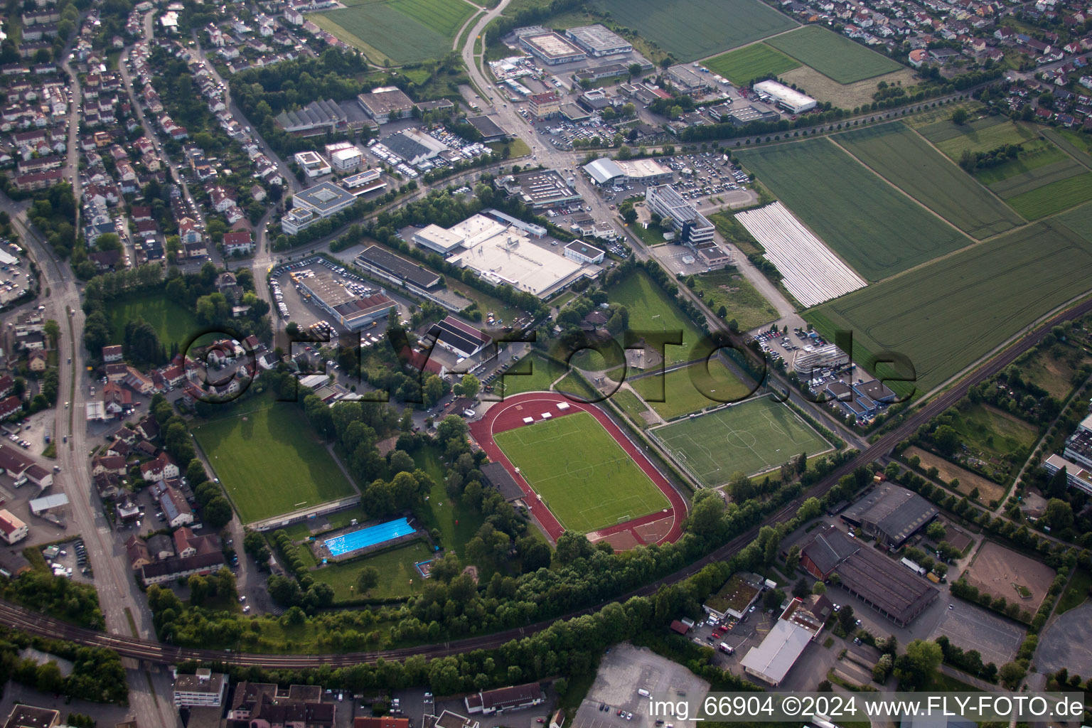 Vue aérienne de Stade Volksbank à Herrenberg dans le département Bade-Wurtemberg, Allemagne