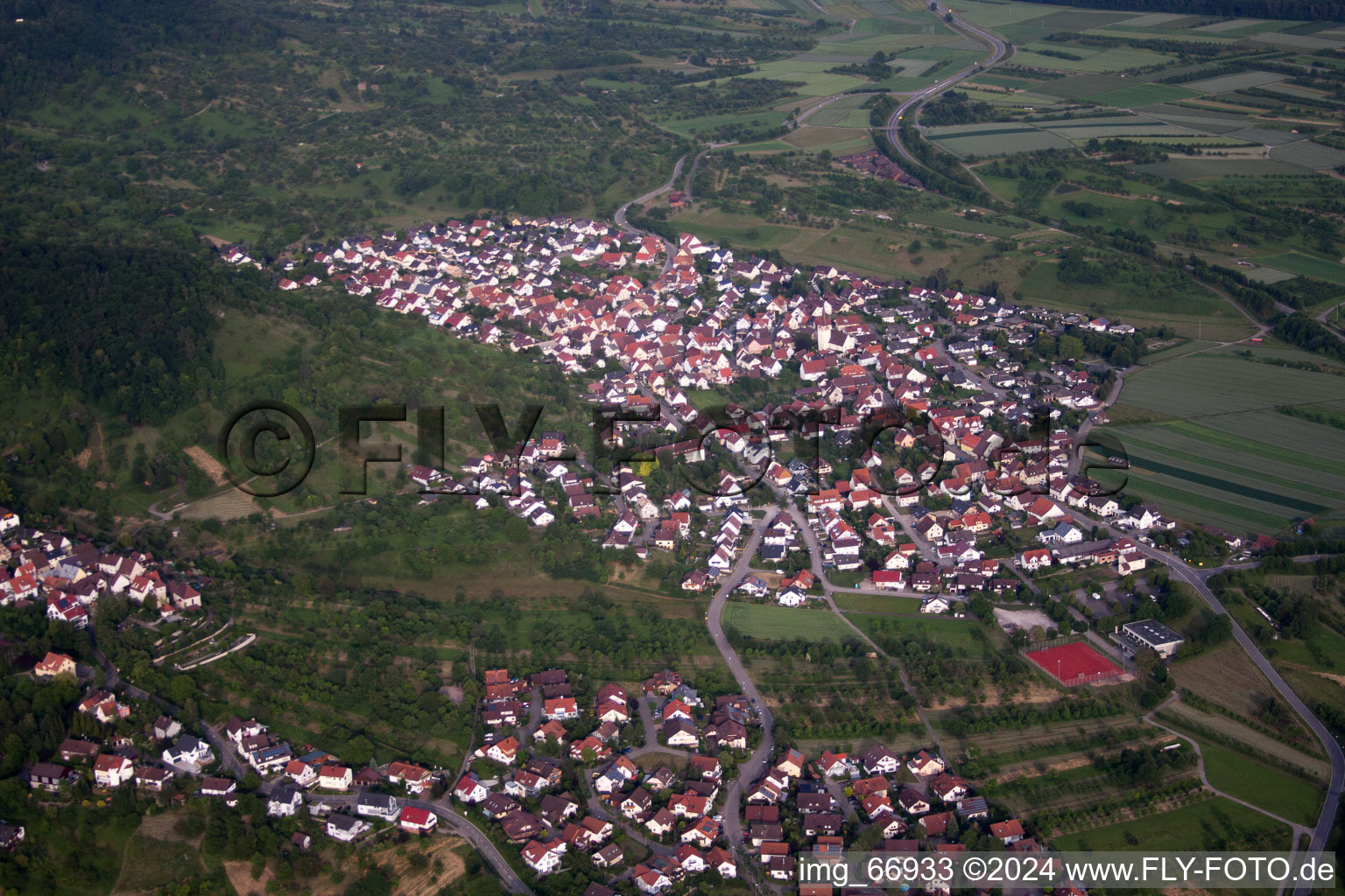 Vue aérienne de Du nord-ouest à le quartier Kayh in Herrenberg dans le département Bade-Wurtemberg, Allemagne