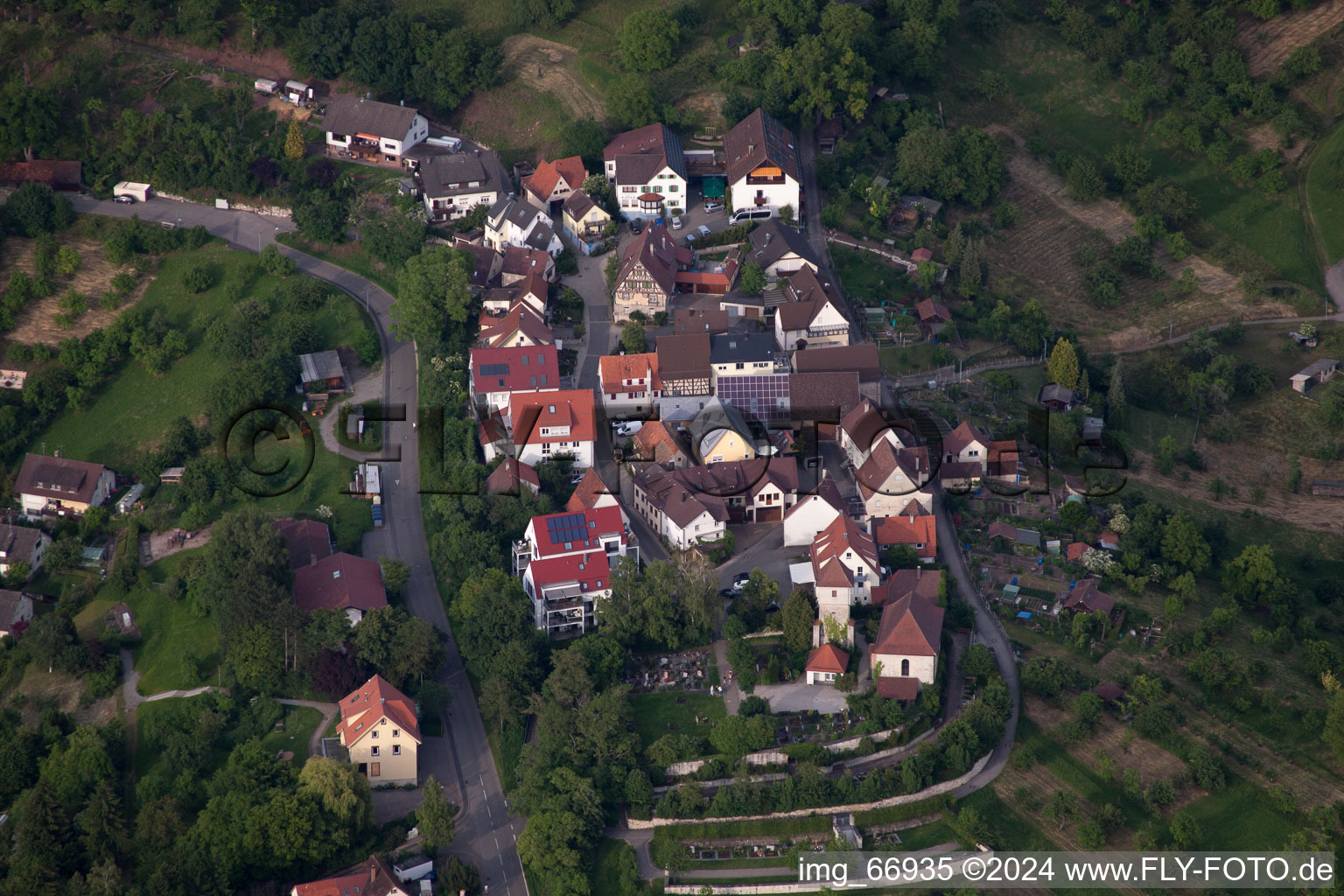 Vue aérienne de Waldstr. à le quartier Mönchberg in Herrenberg dans le département Bade-Wurtemberg, Allemagne