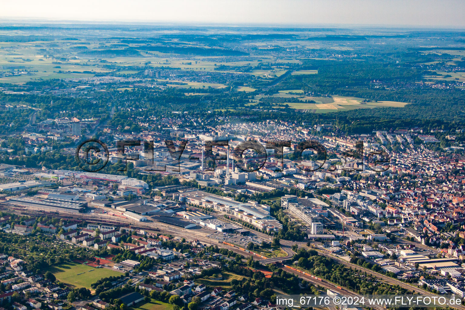 Vue aérienne de DB Regio AG, site Ulm, Fiba Ulm à le quartier Weststadt in Ulm dans le département Bade-Wurtemberg, Allemagne