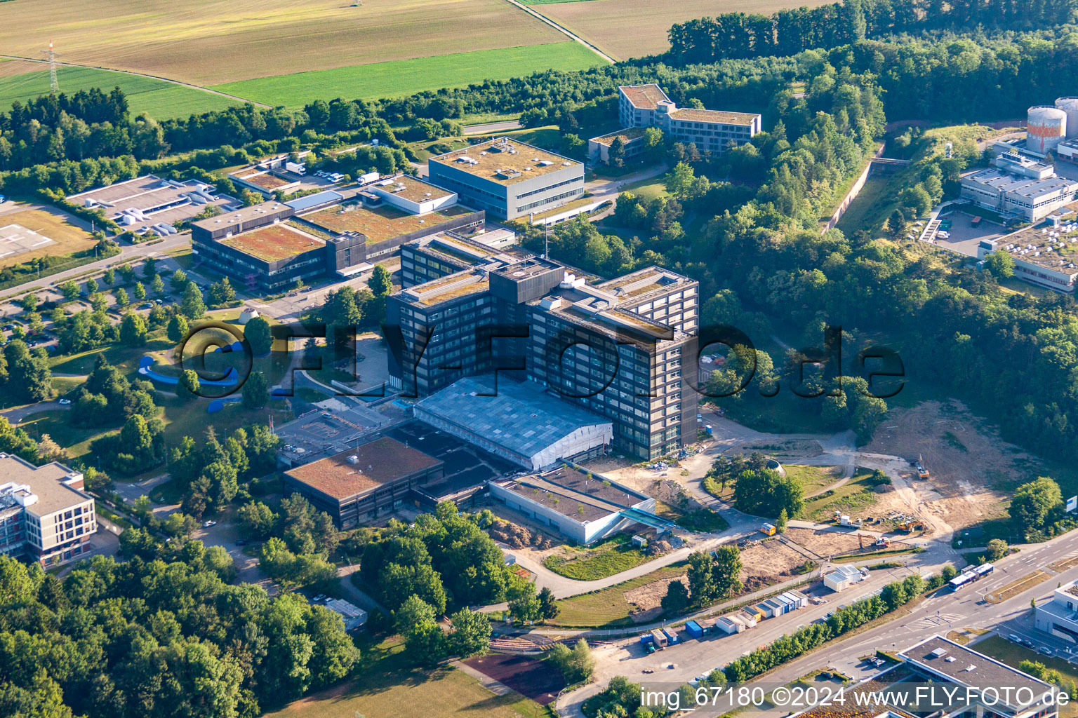 Vue aérienne de Hôpital de la Bundeswehr Ulm, salle d'urgence à le quartier Eselsberg in Ulm dans le département Bade-Wurtemberg, Allemagne