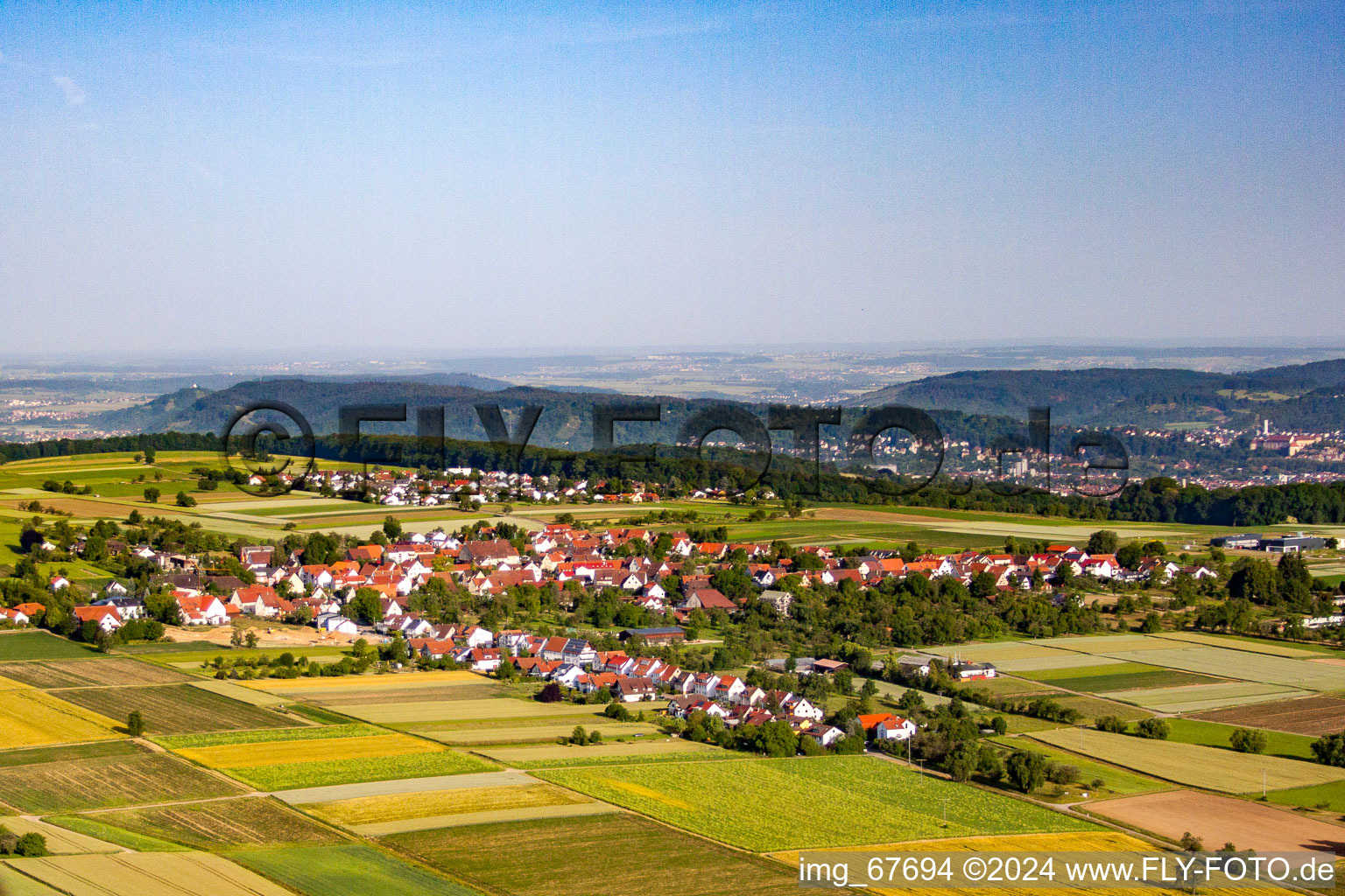 Vue aérienne de De l'est à le quartier Wankheim in Kusterdingen dans le département Bade-Wurtemberg, Allemagne