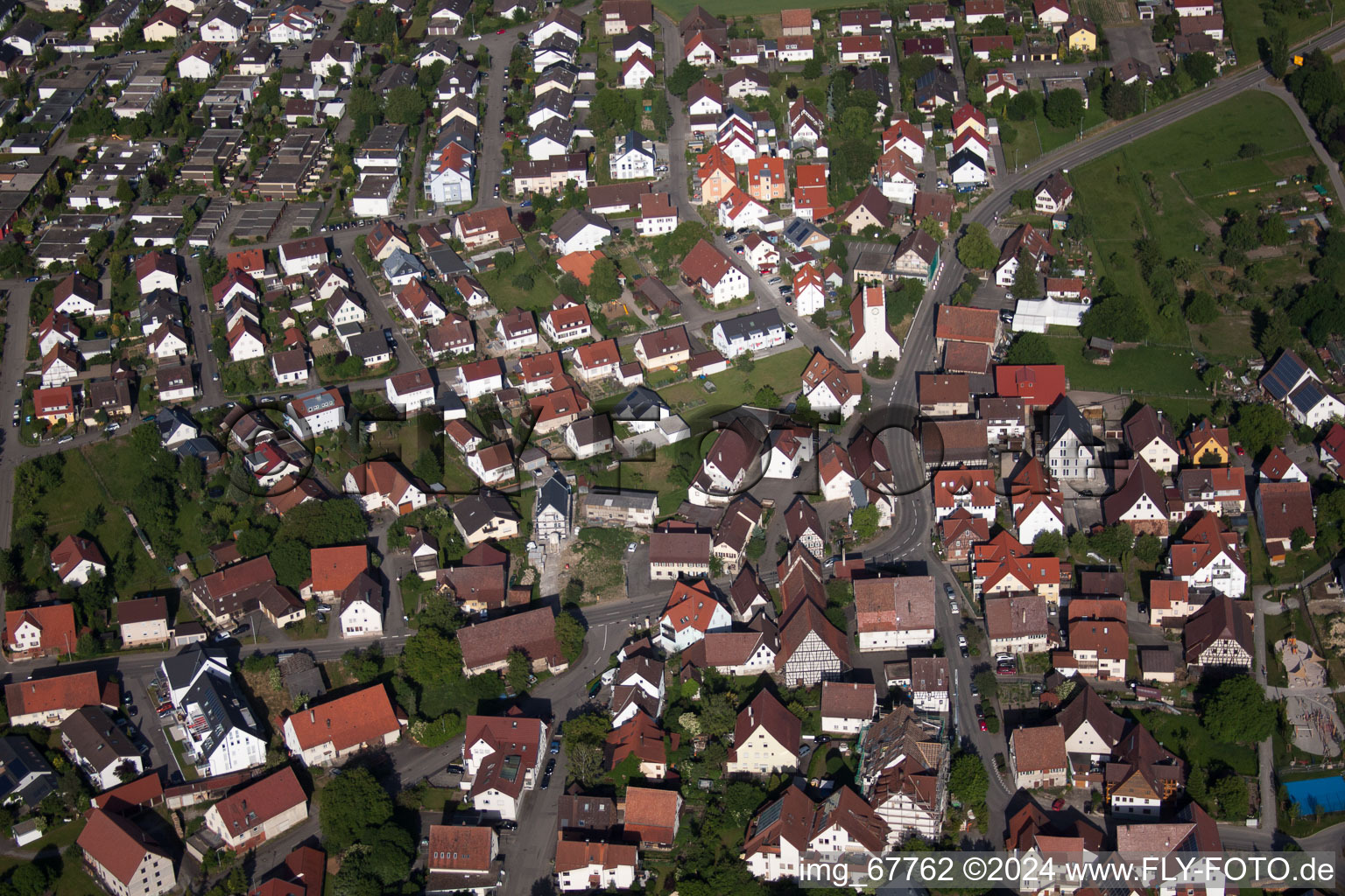 Vue aérienne de Rue Kuppinger à le quartier Affstätt in Herrenberg dans le département Bade-Wurtemberg, Allemagne