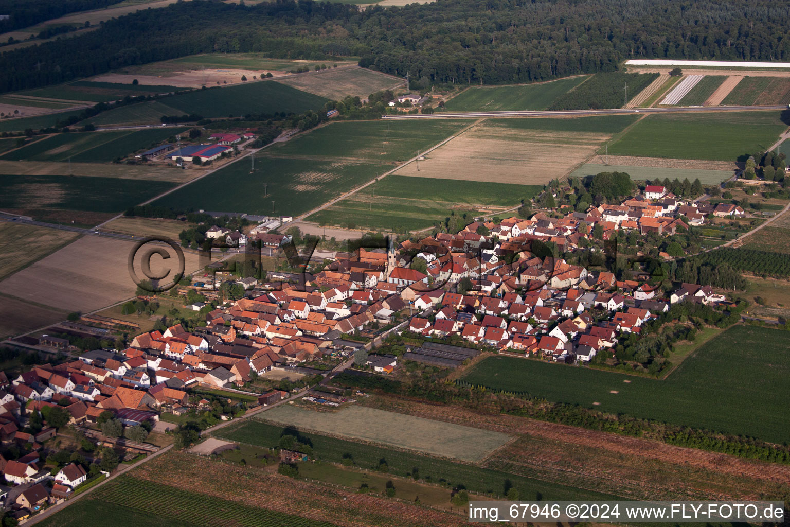 Vue d'oiseau de Erlenbach bei Kandel dans le département Rhénanie-Palatinat, Allemagne