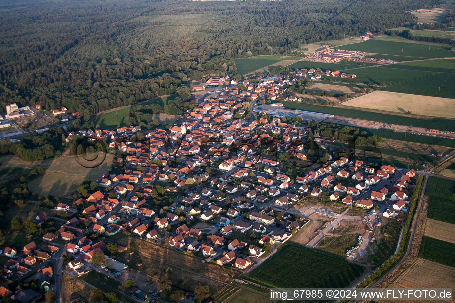 Niederrœdern dans le département Bas Rhin, France d'en haut