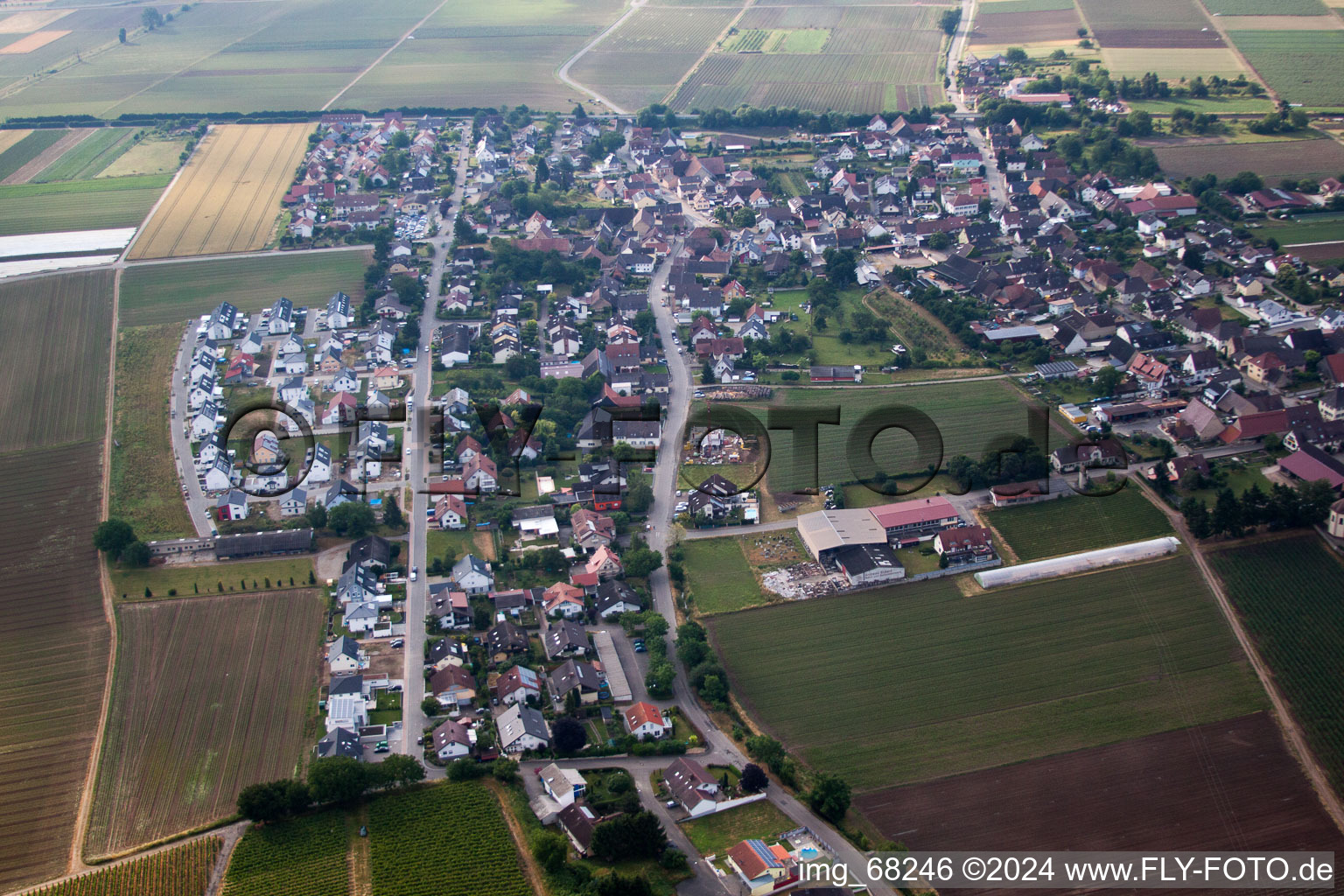 Vue aérienne de Vue des rues et des maisons des quartiers résidentiels à le quartier Tunsel in Bad Krozingen dans le département Bade-Wurtemberg, Allemagne