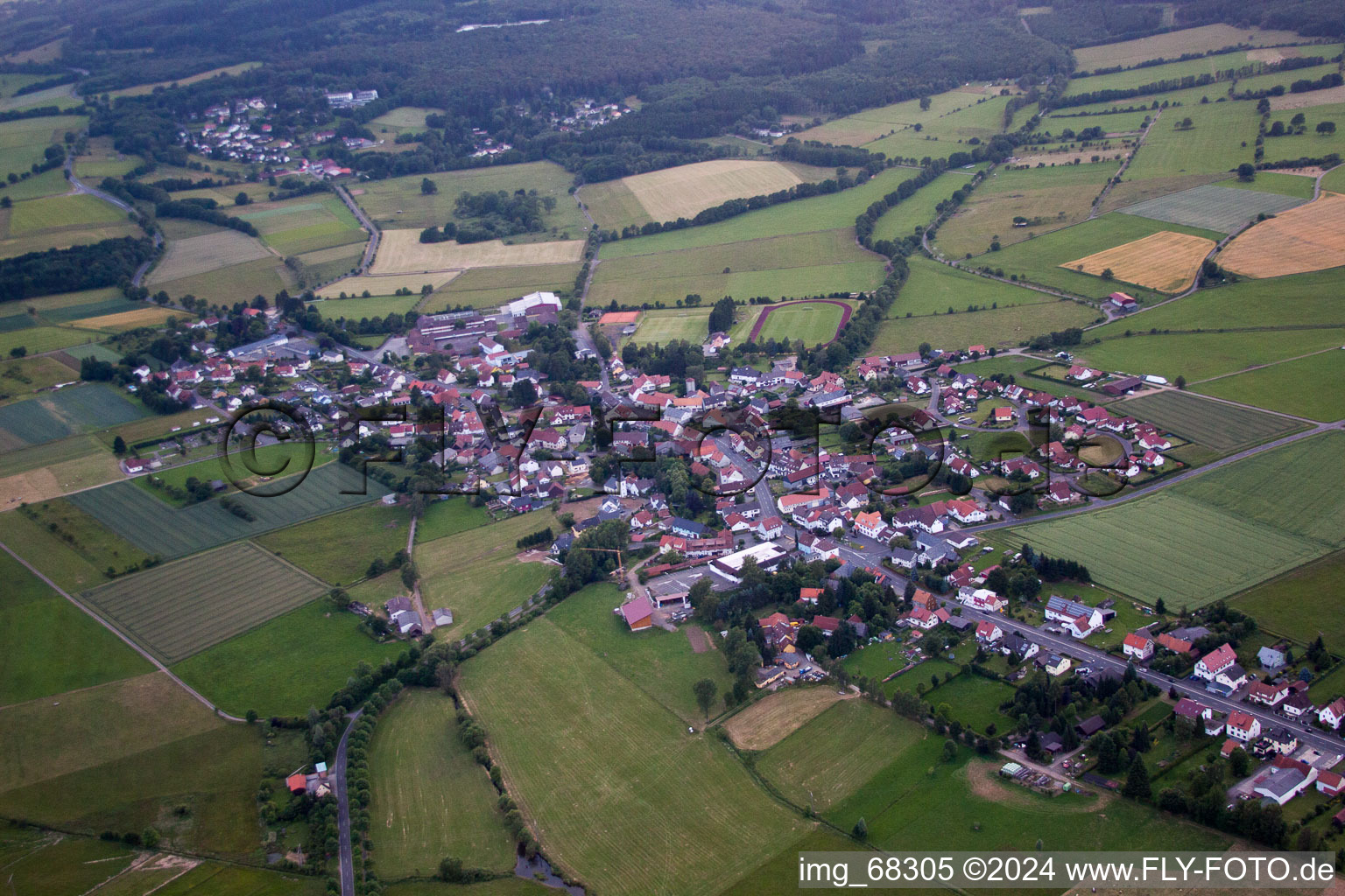 Vue aérienne de Crainfeld dans le département Hesse, Allemagne