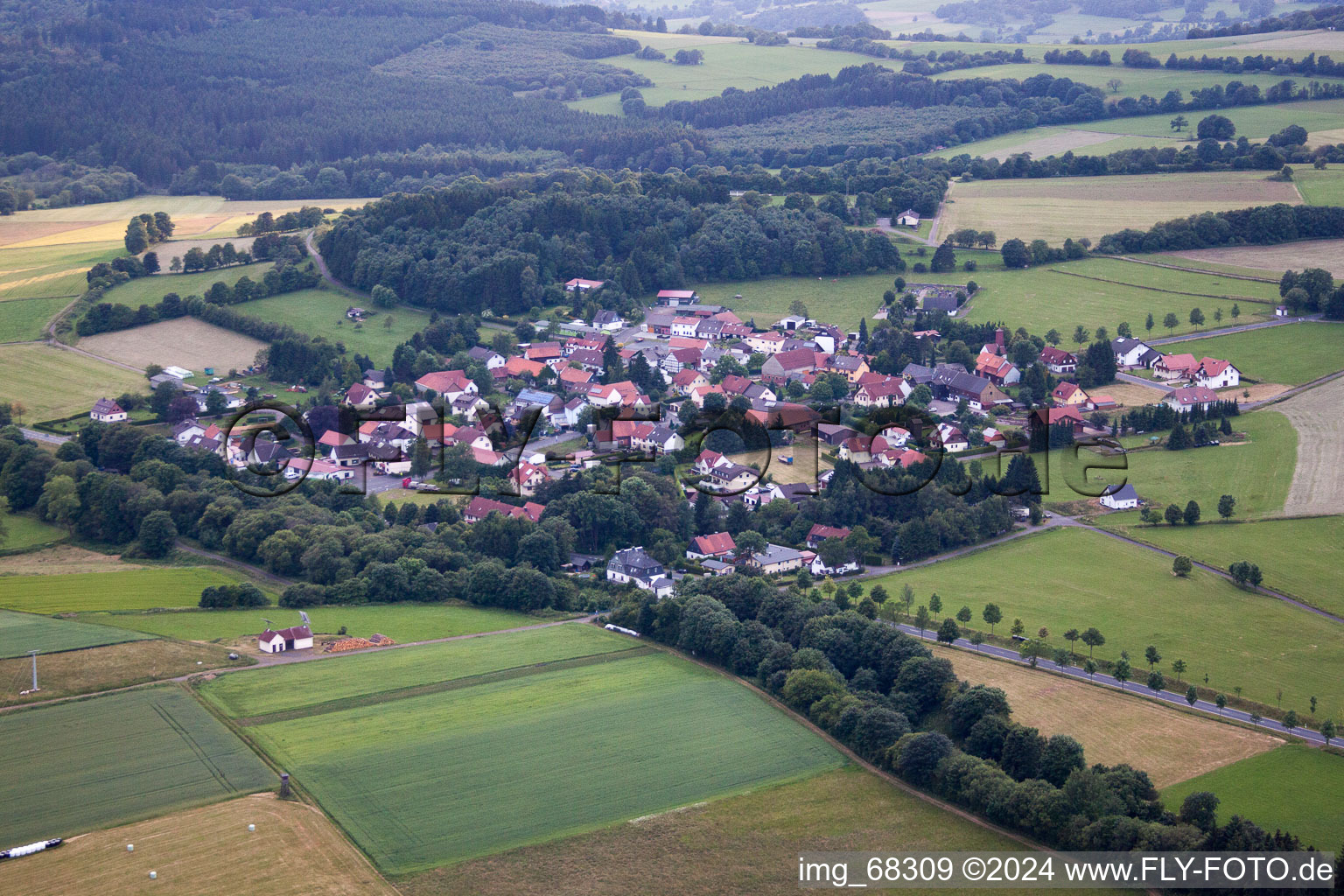 Vue aérienne de Hartmannshain dans le département Hesse, Allemagne