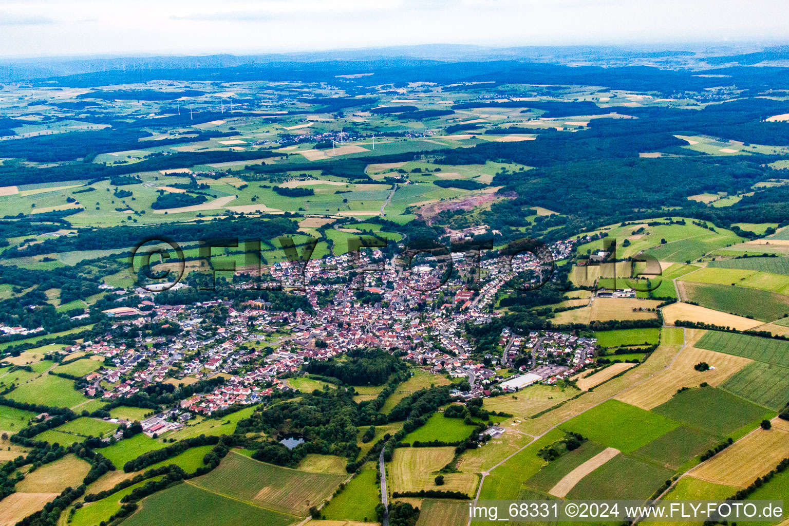 Photographie aérienne de Burkhards dans le département Hesse, Allemagne