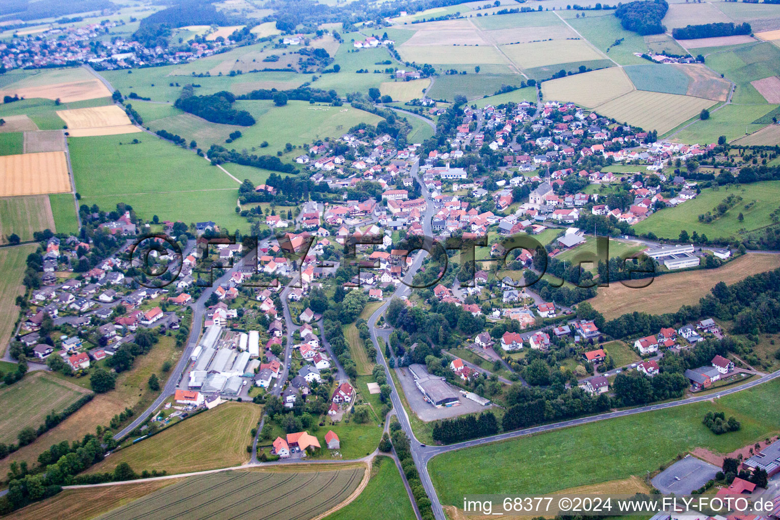Vue aérienne de Weyhers dans le département Hesse, Allemagne