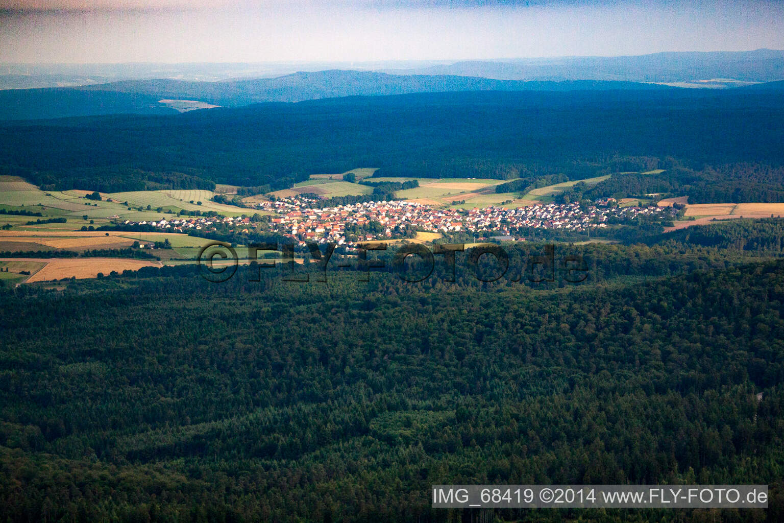 Vue aérienne de Quartier de Dammersbach à Hünfeld dans le département Hesse, Allemagne