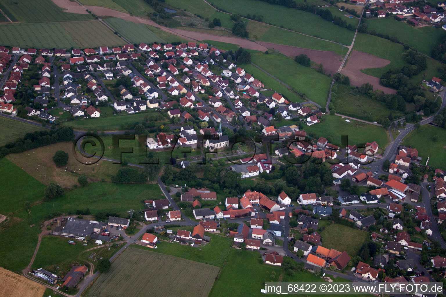 Vue aérienne de Steinhaus dans le département Hesse, Allemagne