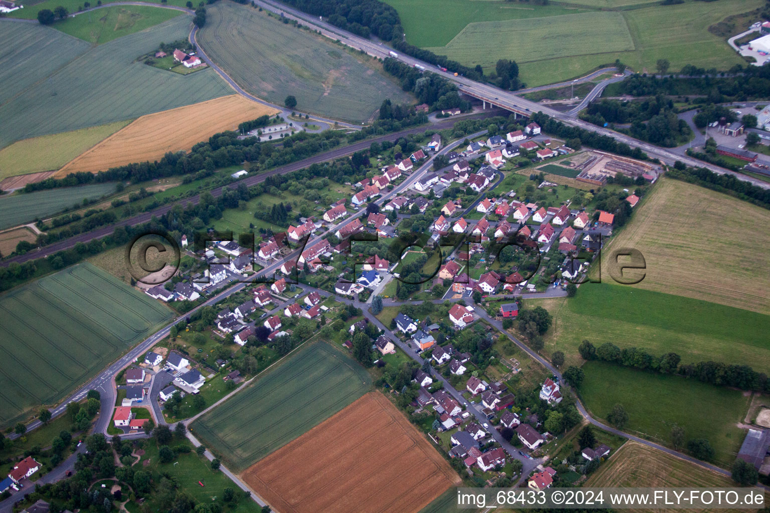 Vue aérienne de Götzenhof dans le département Hesse, Allemagne