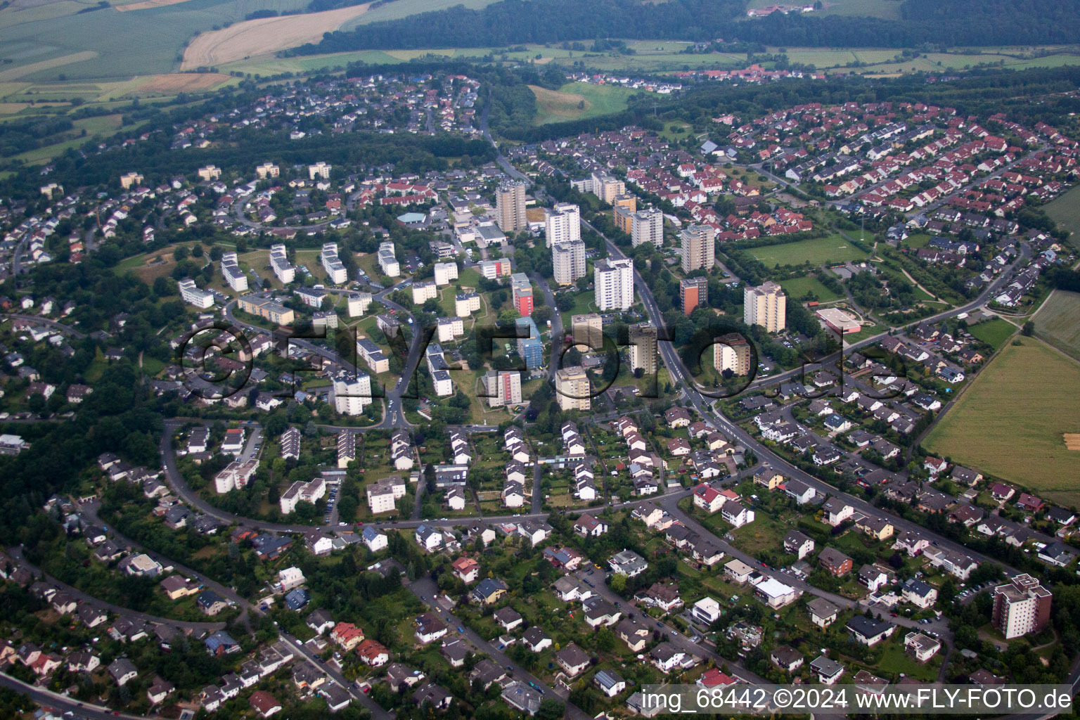 Vue aérienne de Montagne de Cendres à Fulda dans le département Hesse, Allemagne