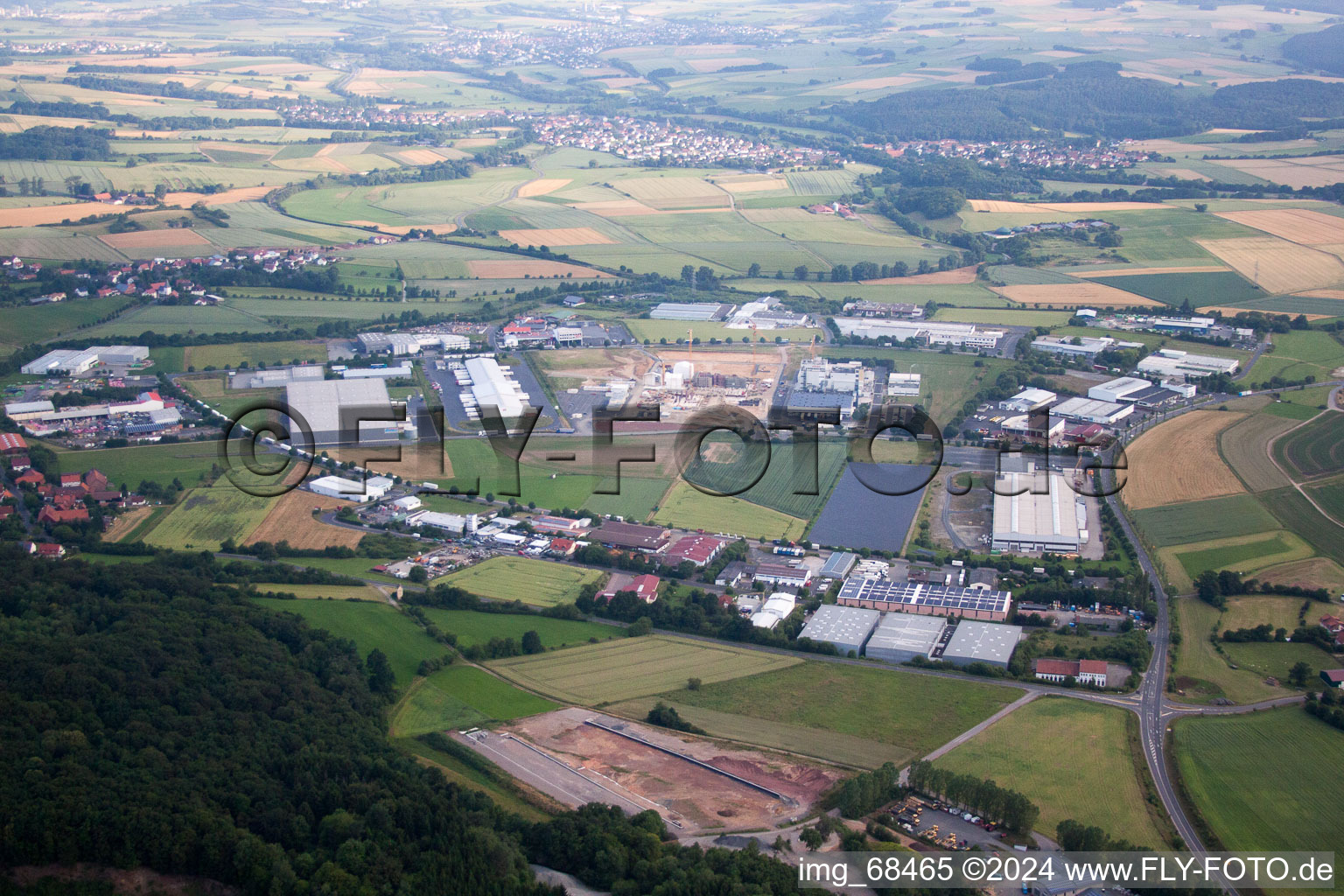 Vue aérienne de Besges, zone industrielle à Fulda dans le département Hesse, Allemagne