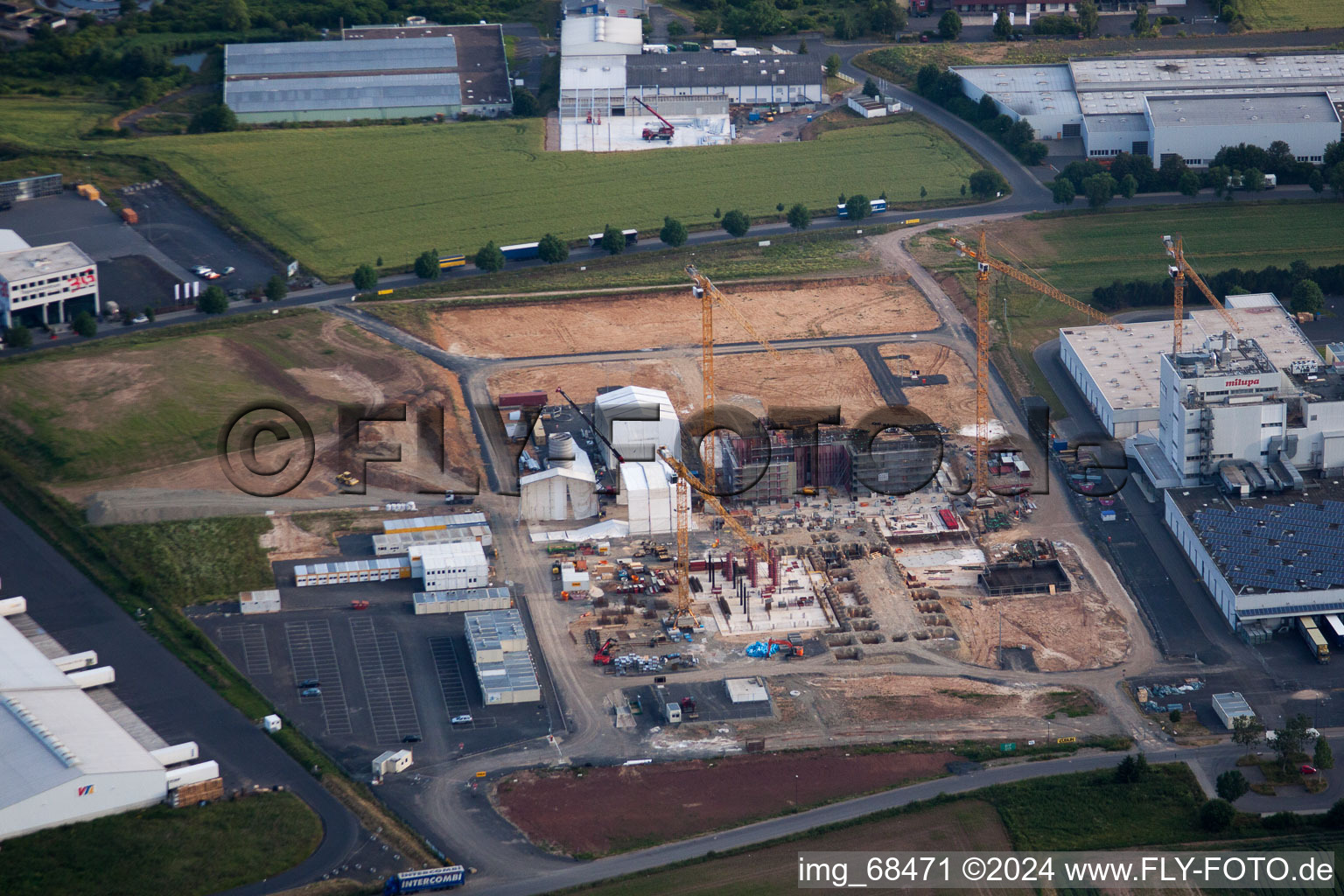 Besges, zone industrielle à Fulda dans le département Hesse, Allemagne d'en haut