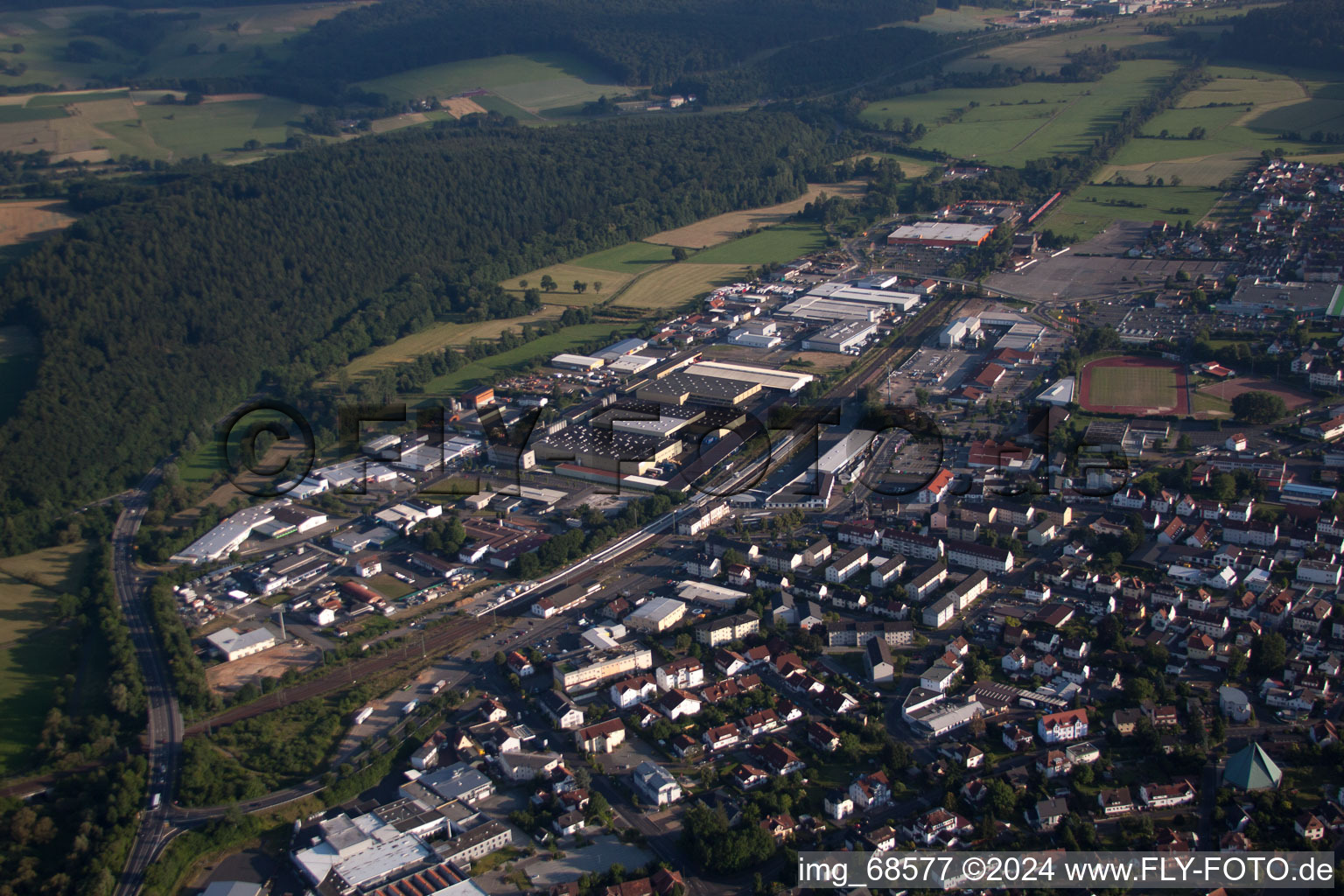 Vue aérienne de Wächtersbach dans le département Hesse, Allemagne