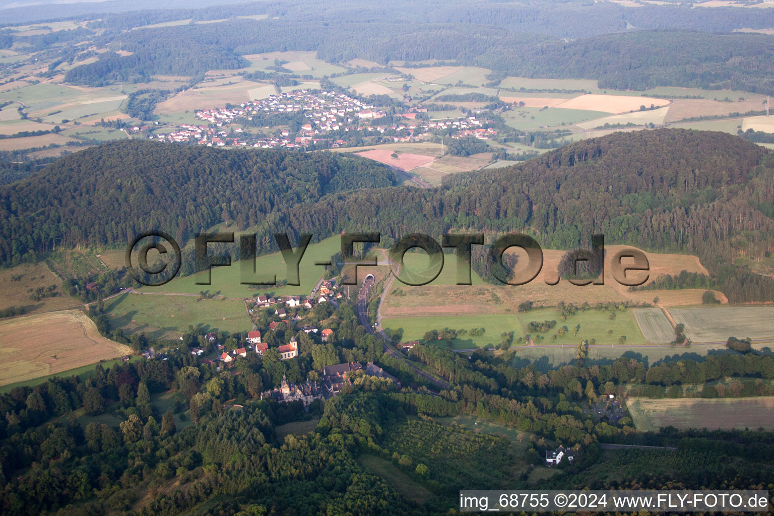 Vue aérienne de Sannerz dans le département Hesse, Allemagne