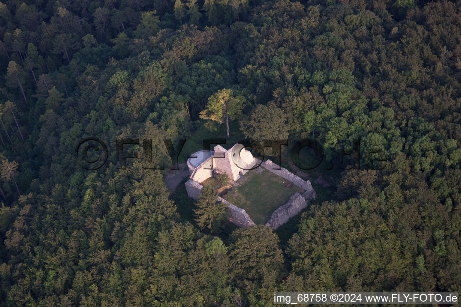 Vue aérienne de Château de Steckelberg à Ramholz dans le département Hesse, Allemagne