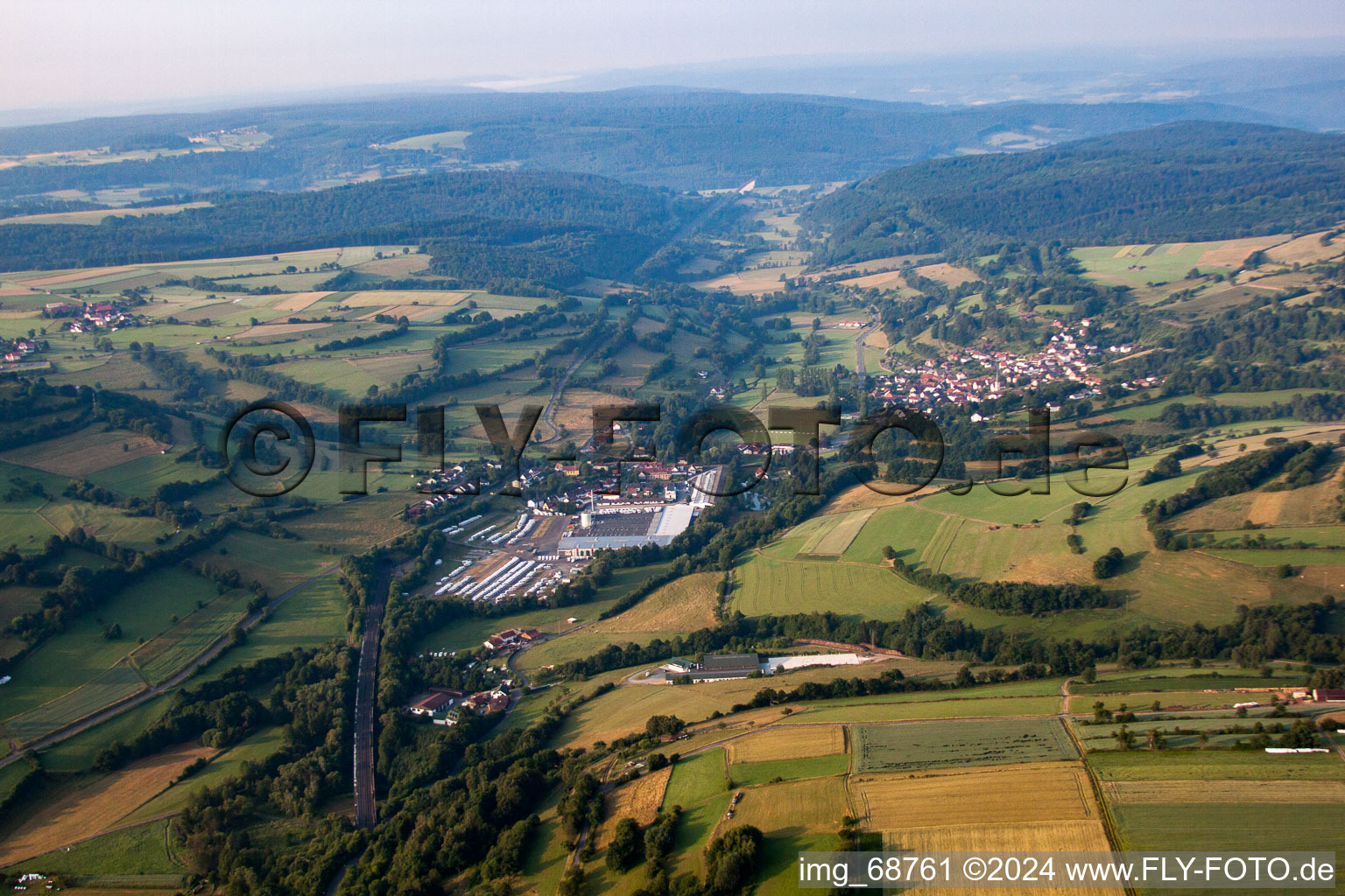 Vue aérienne de Sinntal dans le département Hesse, Allemagne