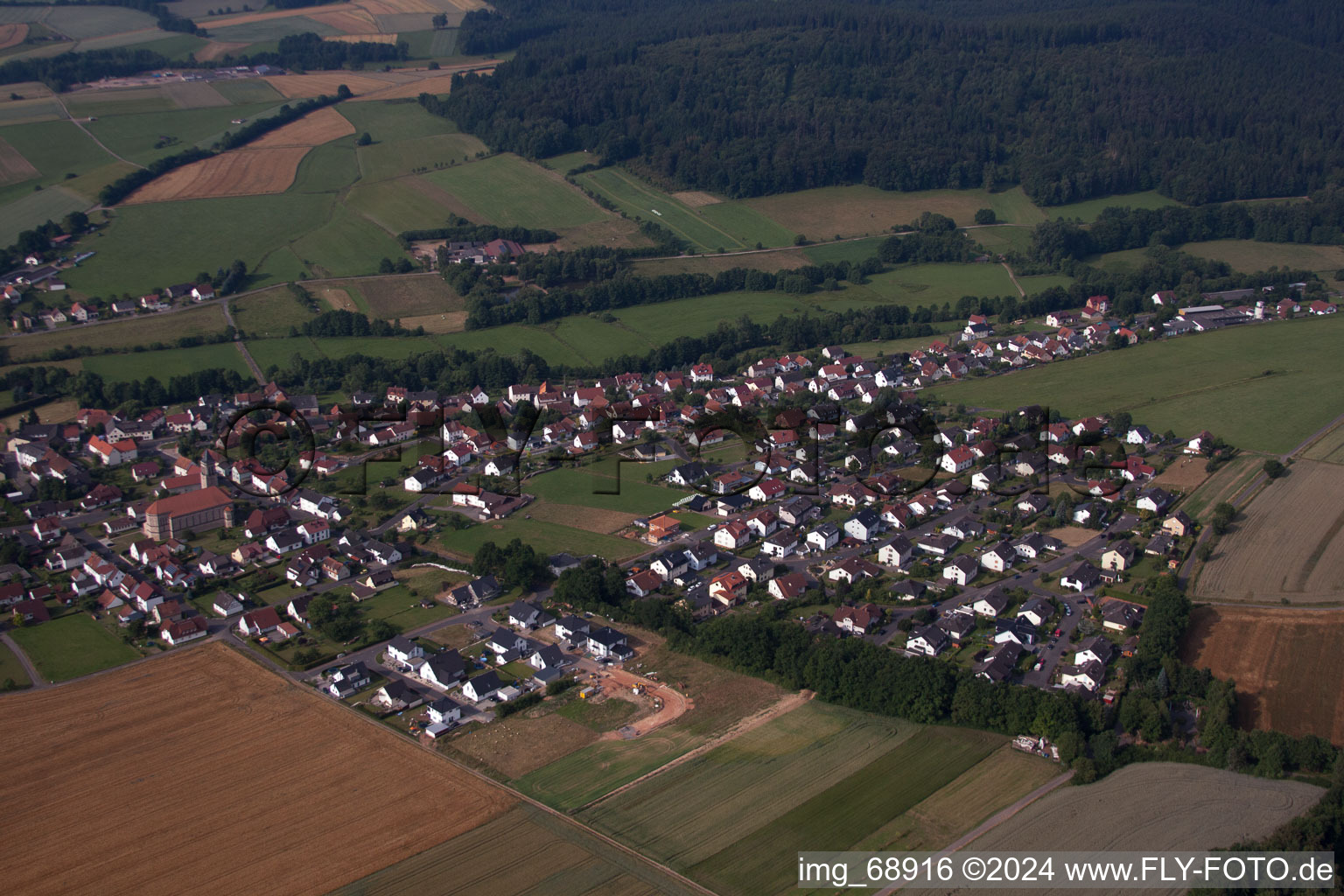 Vue aérienne de Rommerz dans le département Hesse, Allemagne