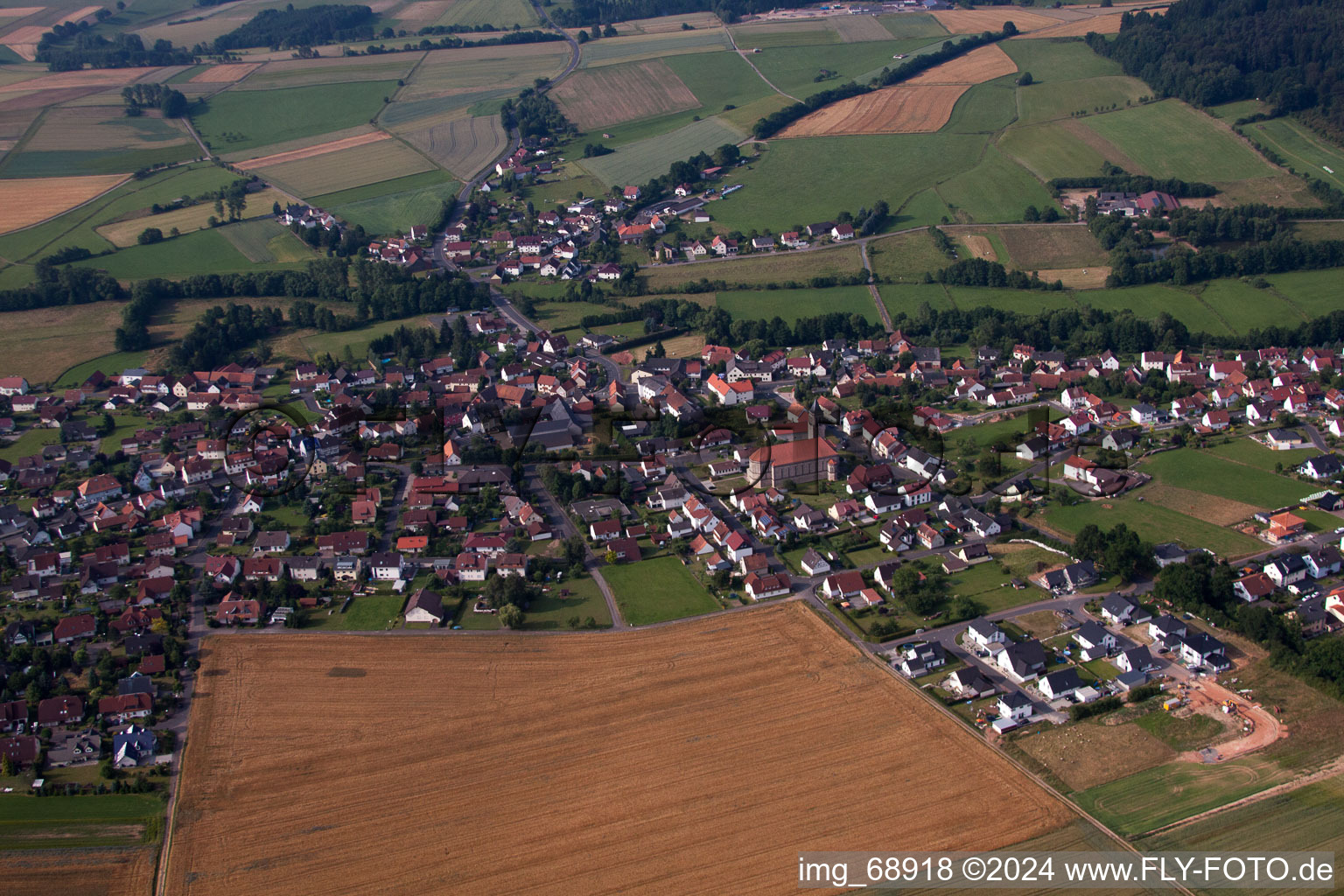 Vue aérienne de Rommerz dans le département Hesse, Allemagne