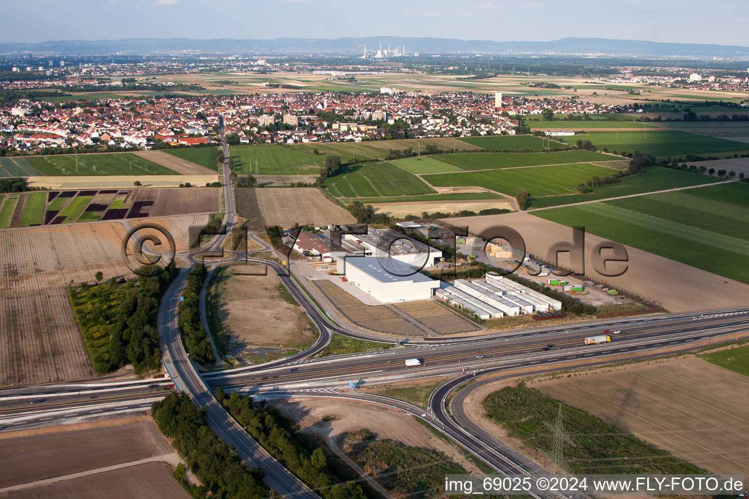 Vue aérienne de Coup de légumes V+V à Mutterstadt dans le département Rhénanie-Palatinat, Allemagne