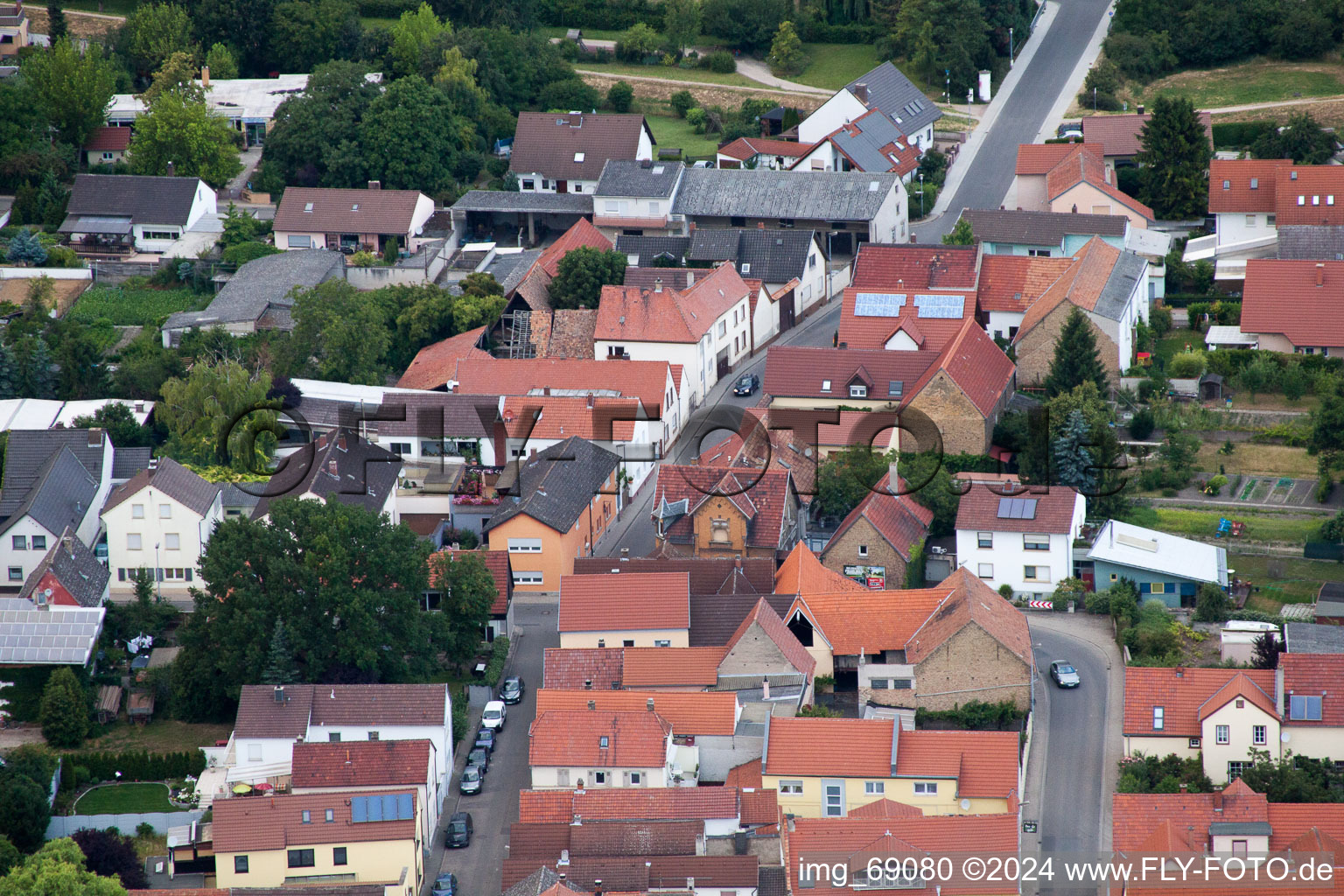 Vue aérienne de Dammstr à le quartier Bobenheim in Bobenheim-Roxheim dans le département Rhénanie-Palatinat, Allemagne