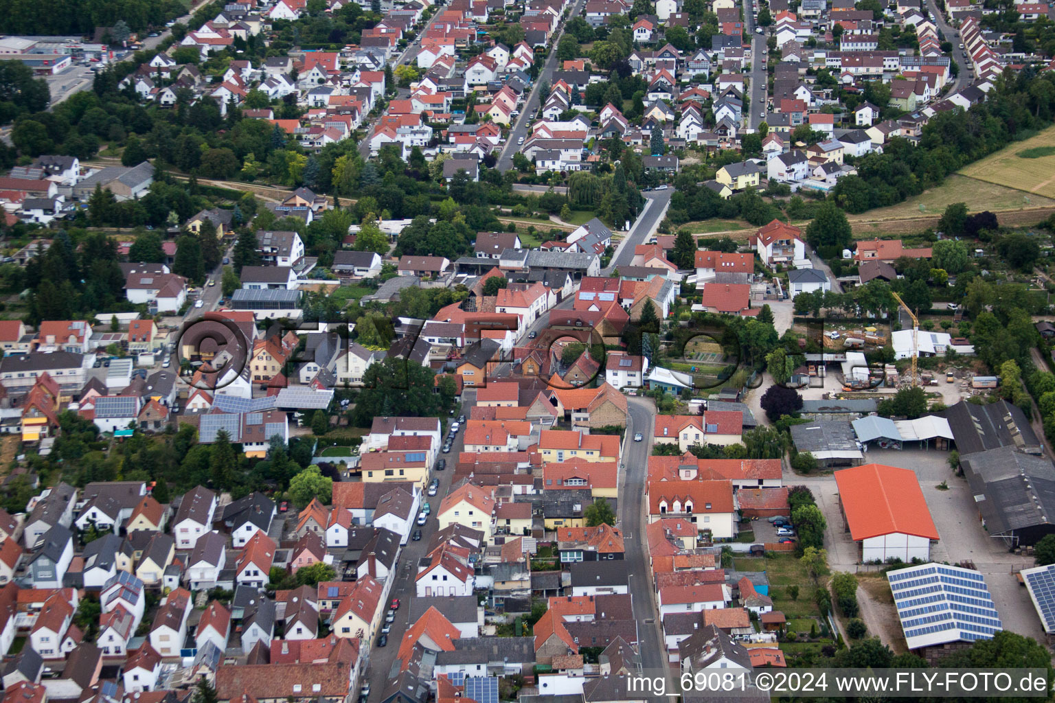 Vue aérienne de Dammstr à le quartier Bobenheim in Bobenheim-Roxheim dans le département Rhénanie-Palatinat, Allemagne