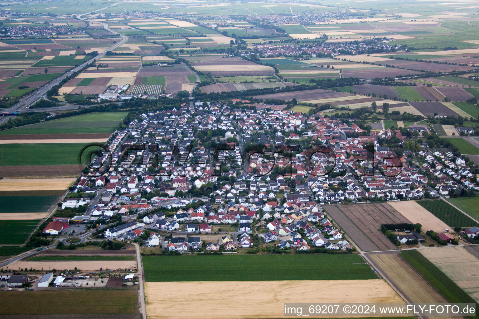 Vue aérienne de De l'est à Beindersheim dans le département Rhénanie-Palatinat, Allemagne