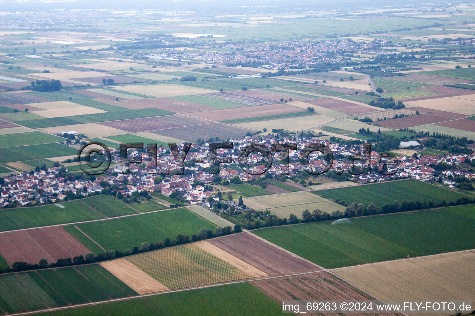 Ellerstadt dans le département Rhénanie-Palatinat, Allemagne vu d'un drone